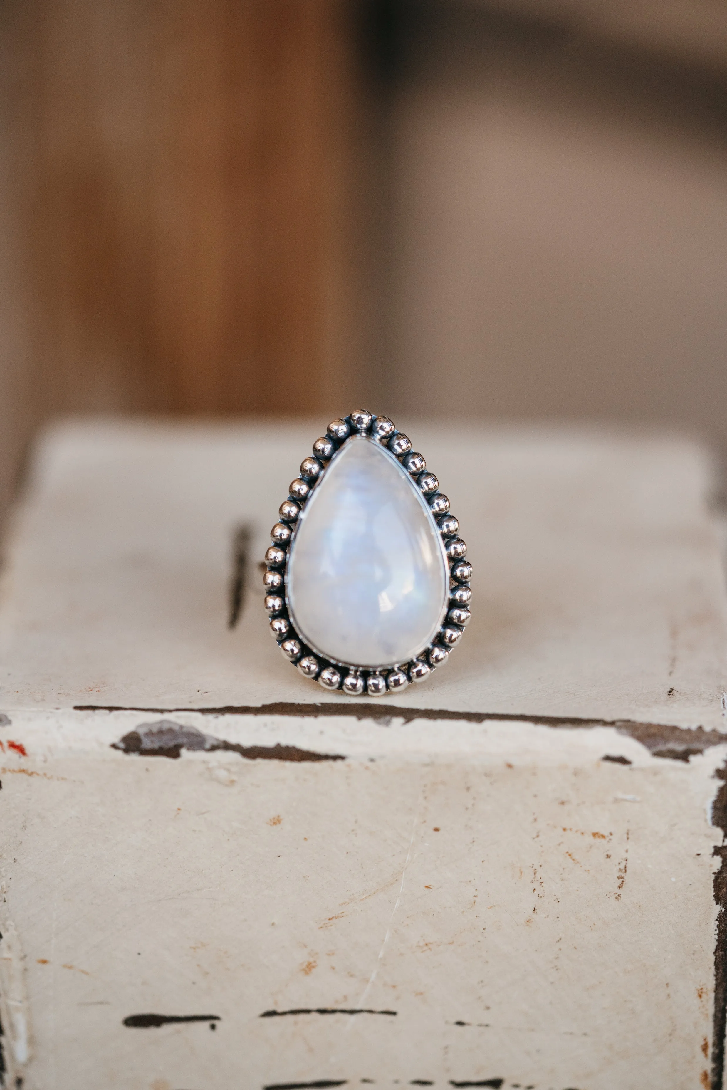 Luca Ring | Rainbow Moonstone sold by Goldie Lew