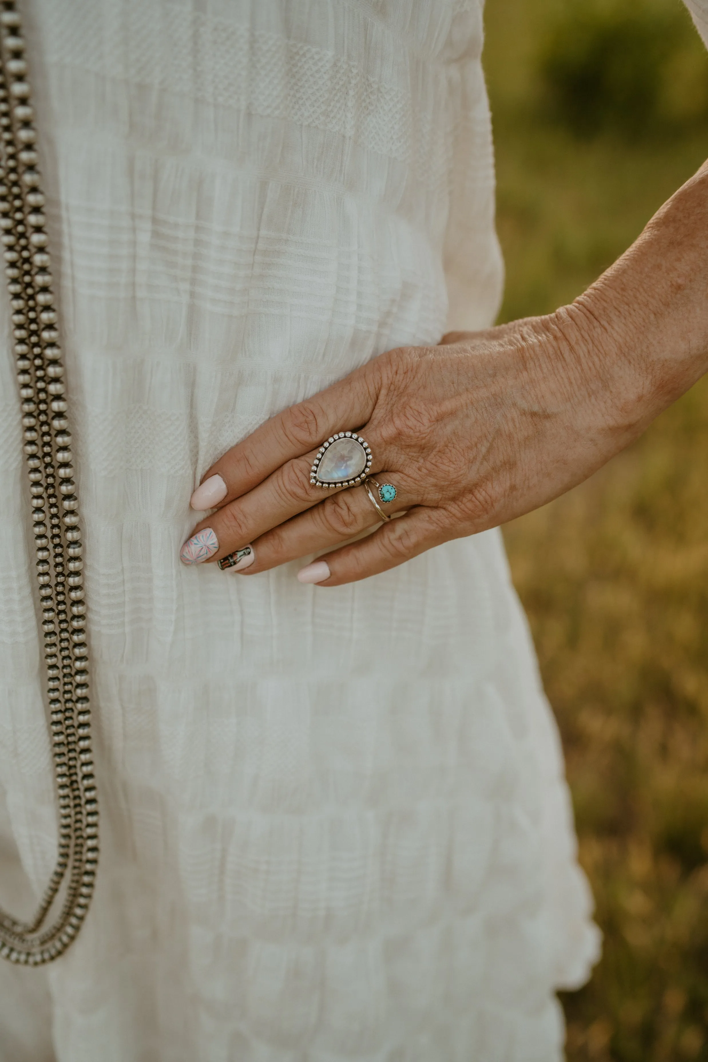 Luca Ring | Rainbow Moonstone sold by Goldie Lew product image thumbnail 5