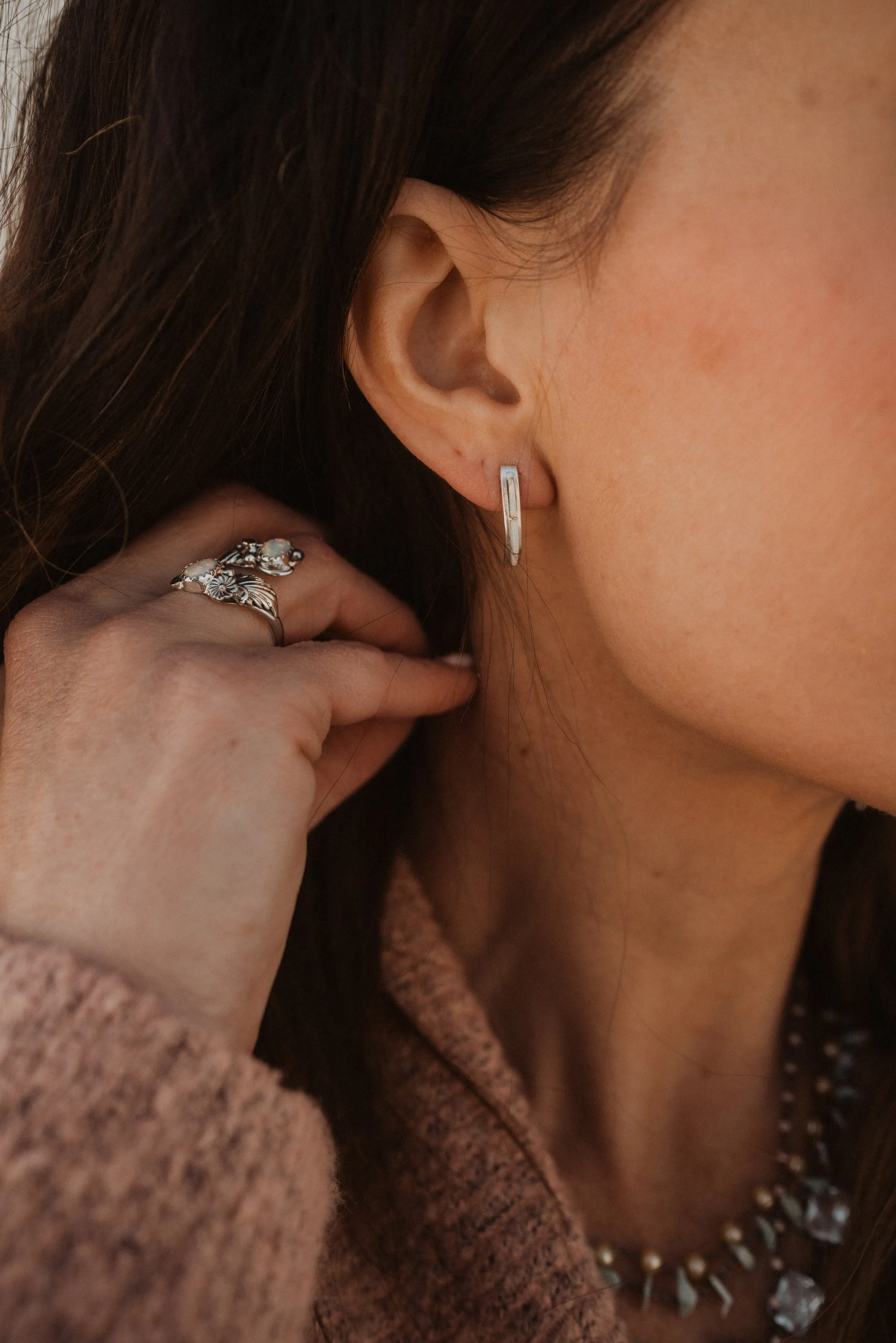 Clyde Earrings | White Opal sold by Goldie Lew