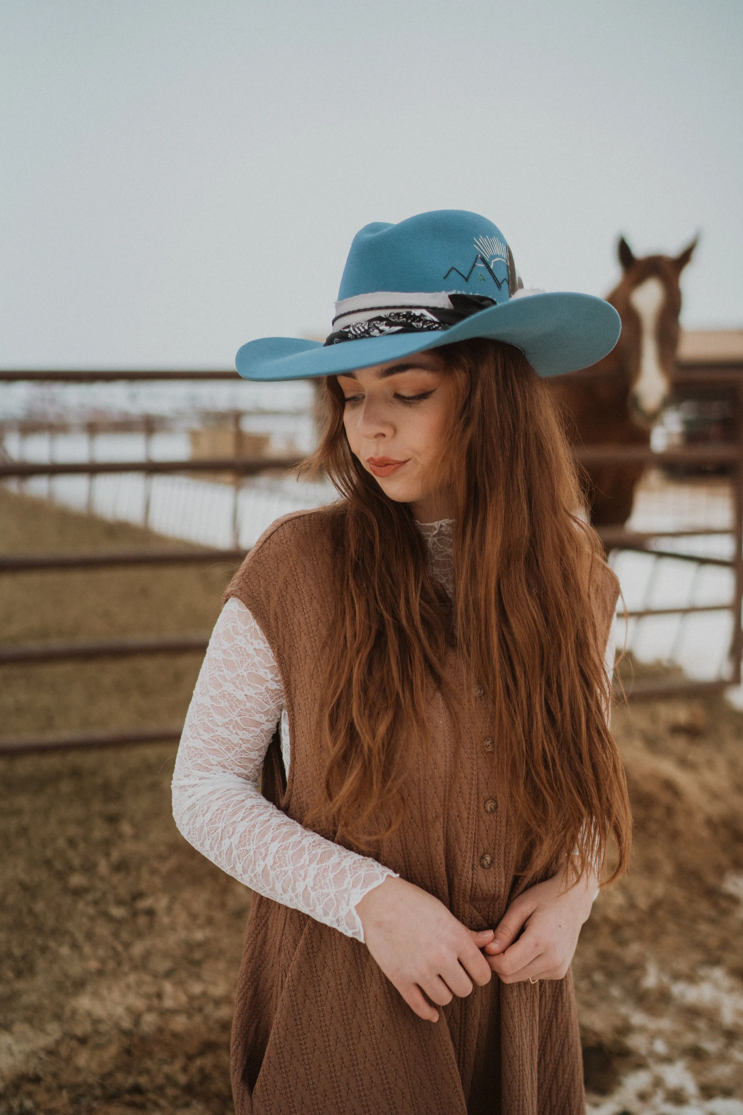 Slate Blue Hat | Embroidered sold by Goldie Lew