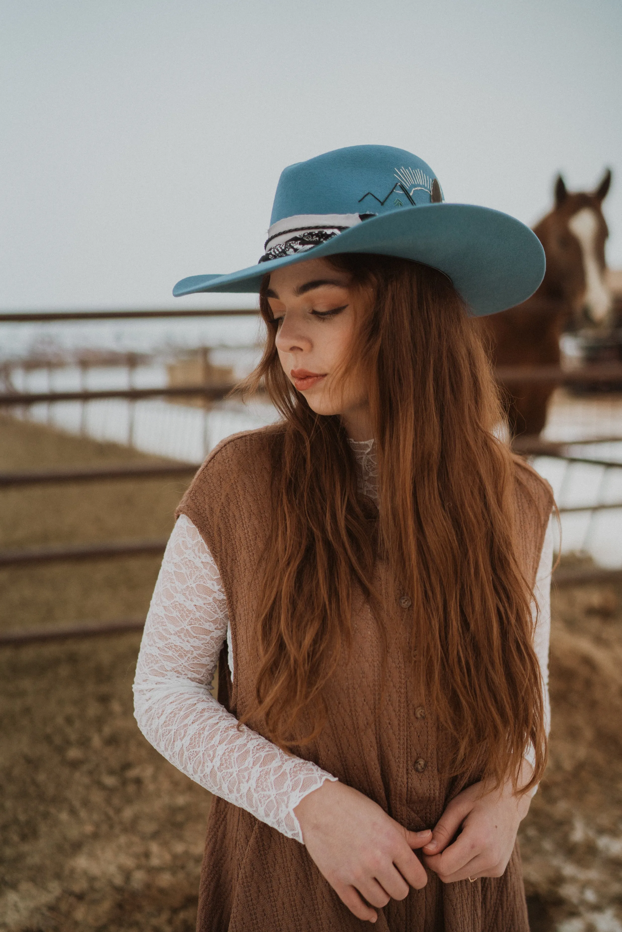 Slate Blue Hat | Embroidered sold by Goldie Lew product image thumbnail 2