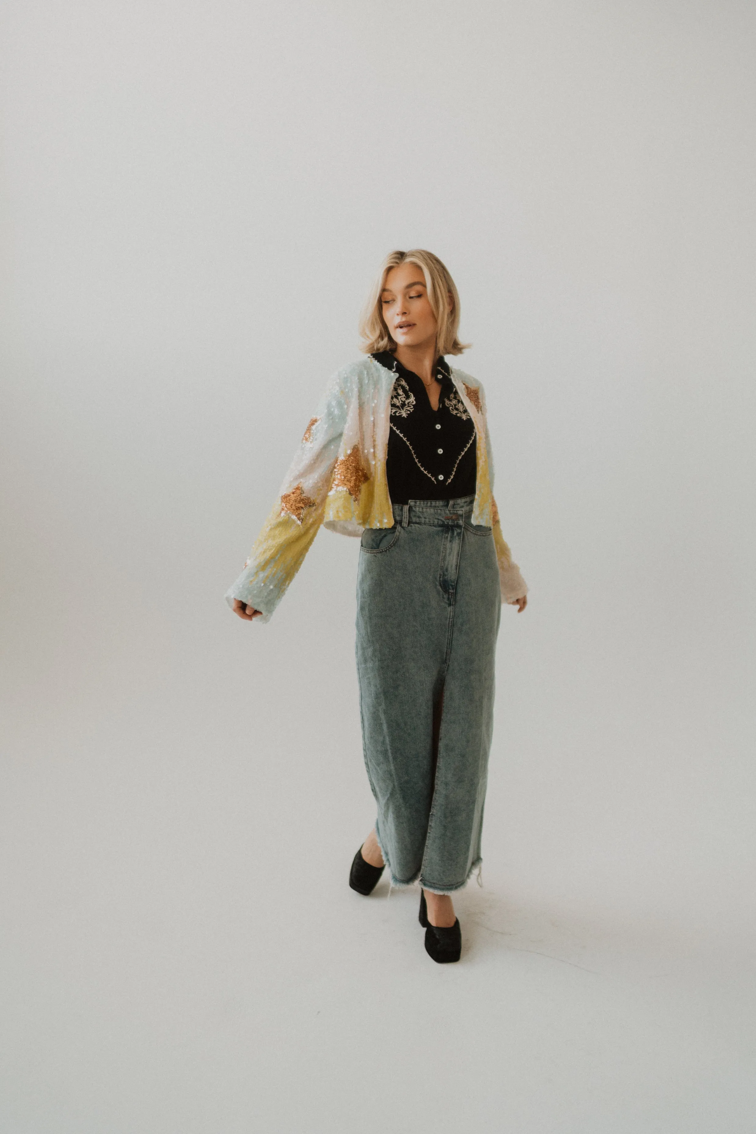 Sequin Stars Jacket sold by Goldie Lew product image thumbnail 4