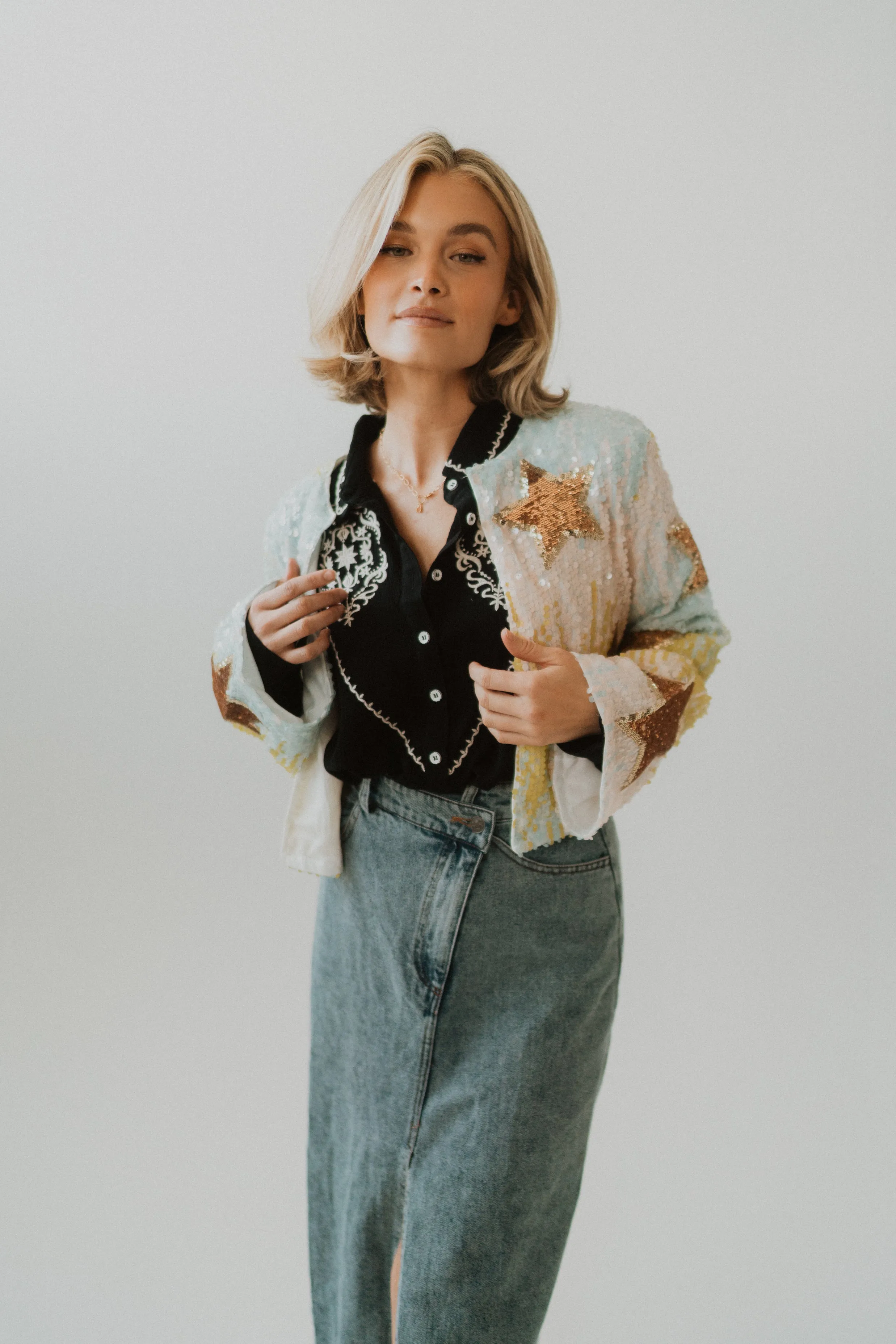 Sequin Stars Jacket sold by Goldie Lew product image thumbnail 2