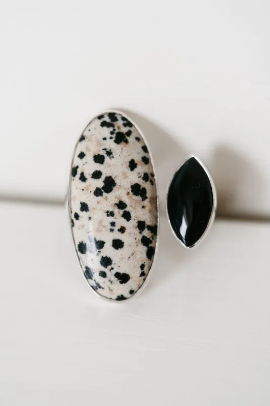 Randy Ring | Dalmatian Jasper + Black Onyx sold by Goldie Lew