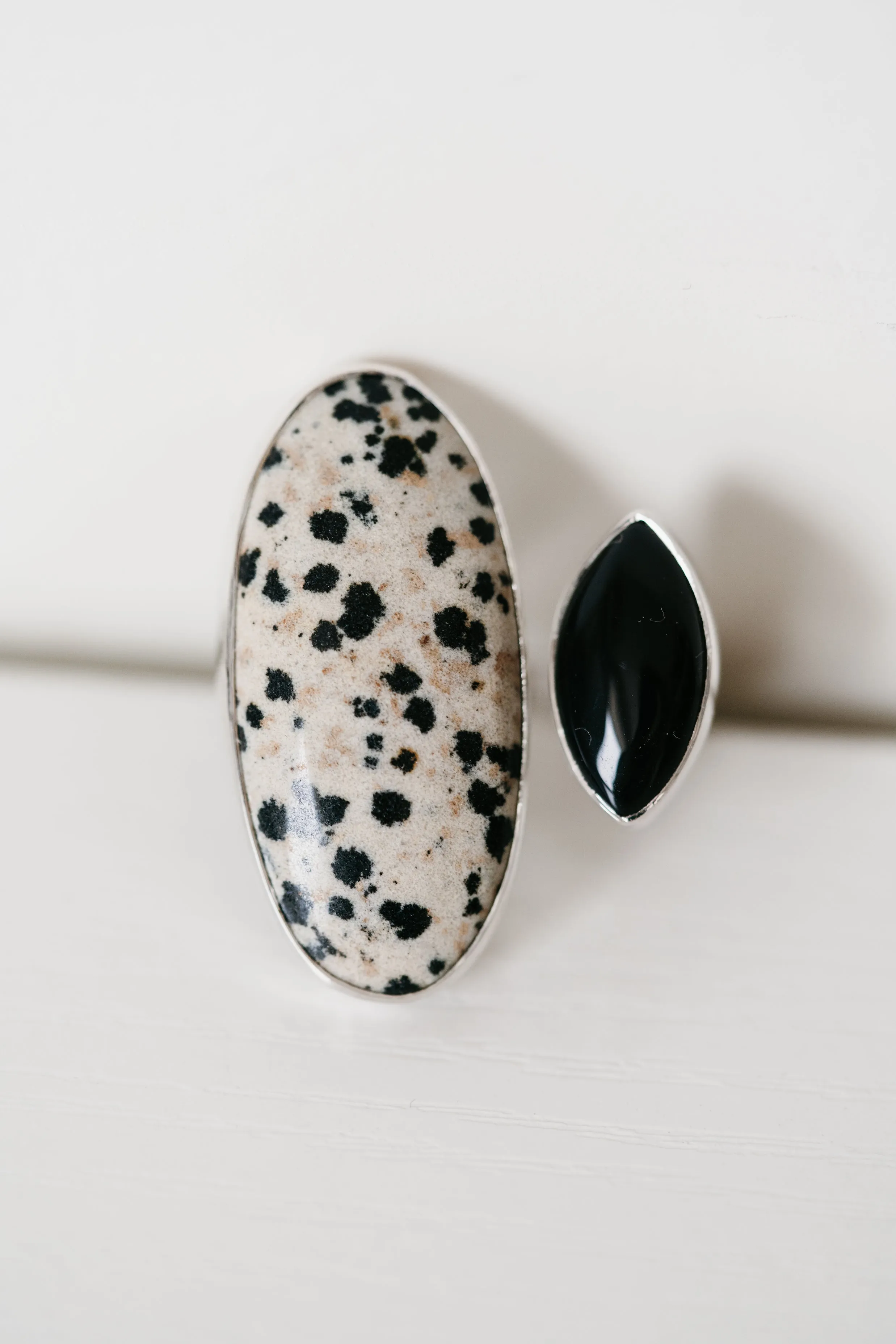 Randy Ring | Dalmatian Jasper + Black Onyx sold by Goldie Lew