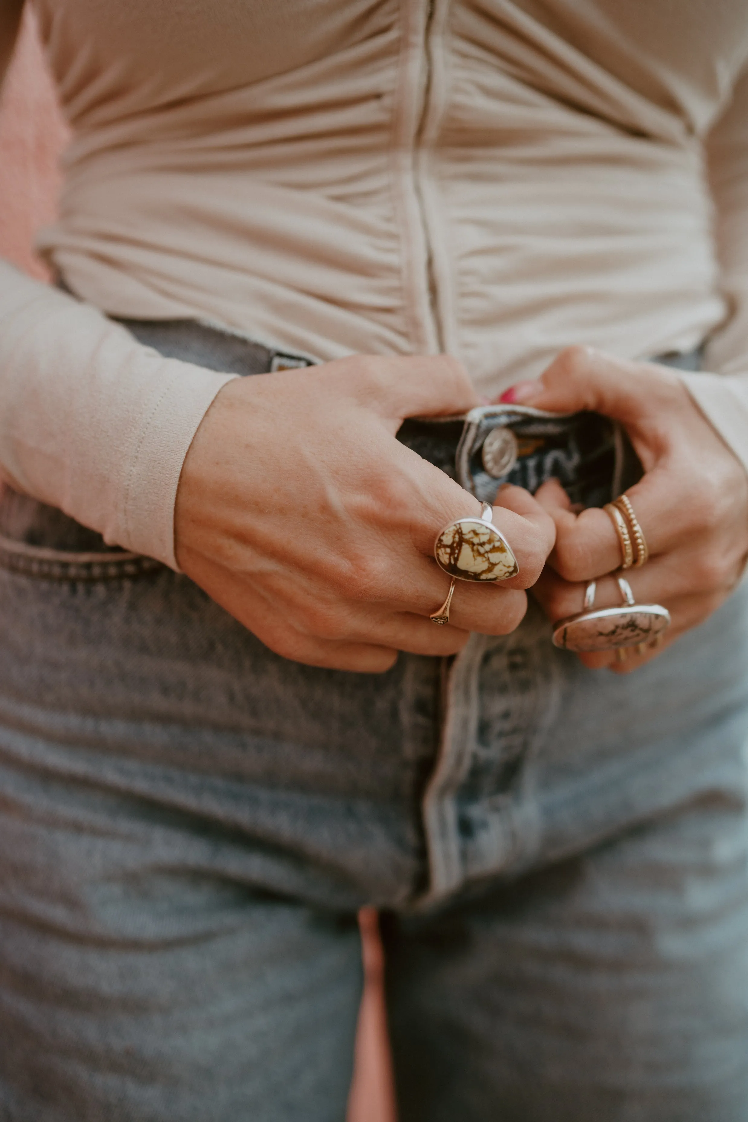 Kesha Ring | #2 | Lemon Chrysoprase sold by Goldie Lew product image thumbnail 3