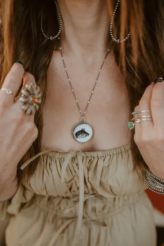 Black and White Horse Necklace sold by Goldie Lew