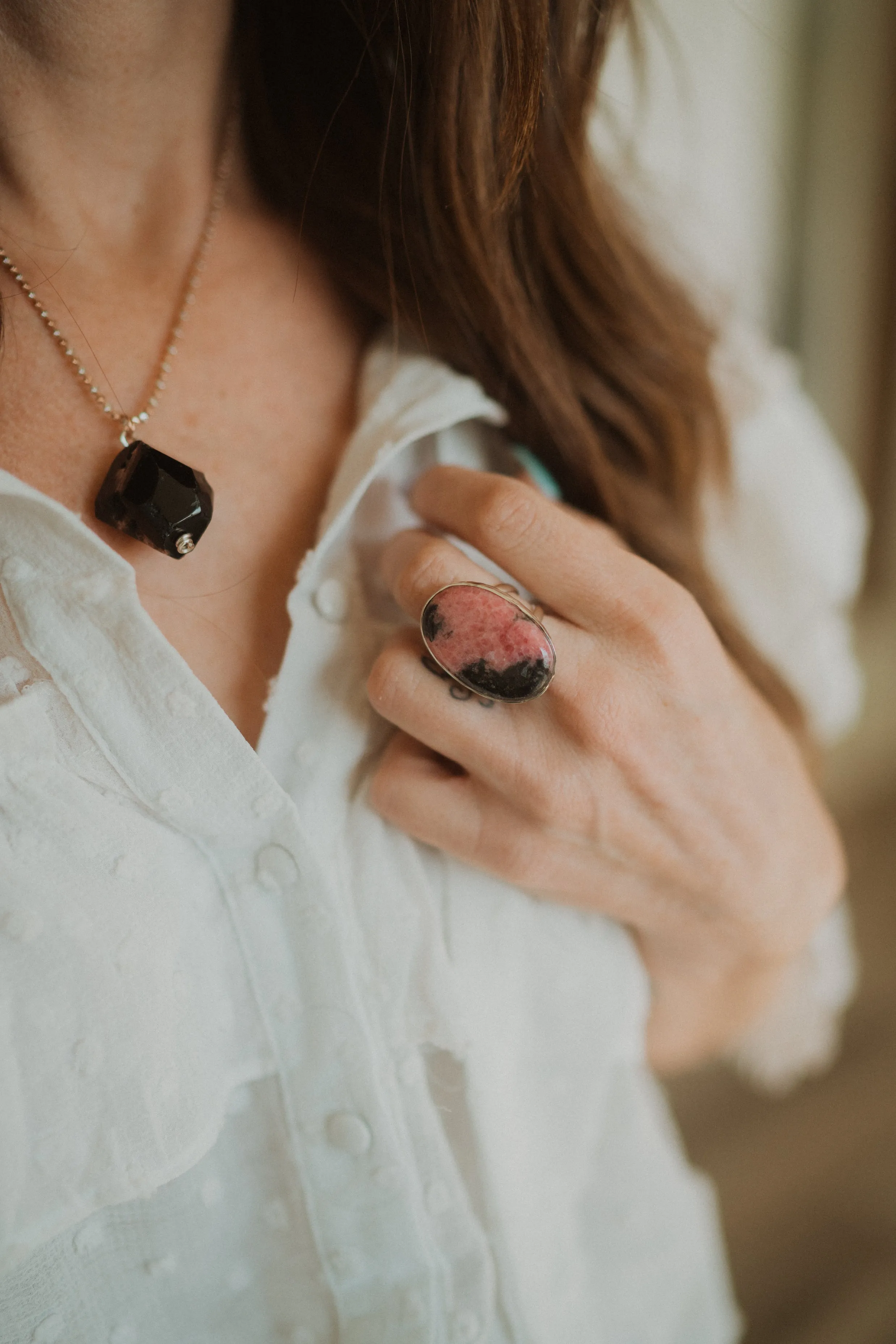 Patricia Ring | Pink Rhodonite sold by Goldie Lew product image thumbnail 2