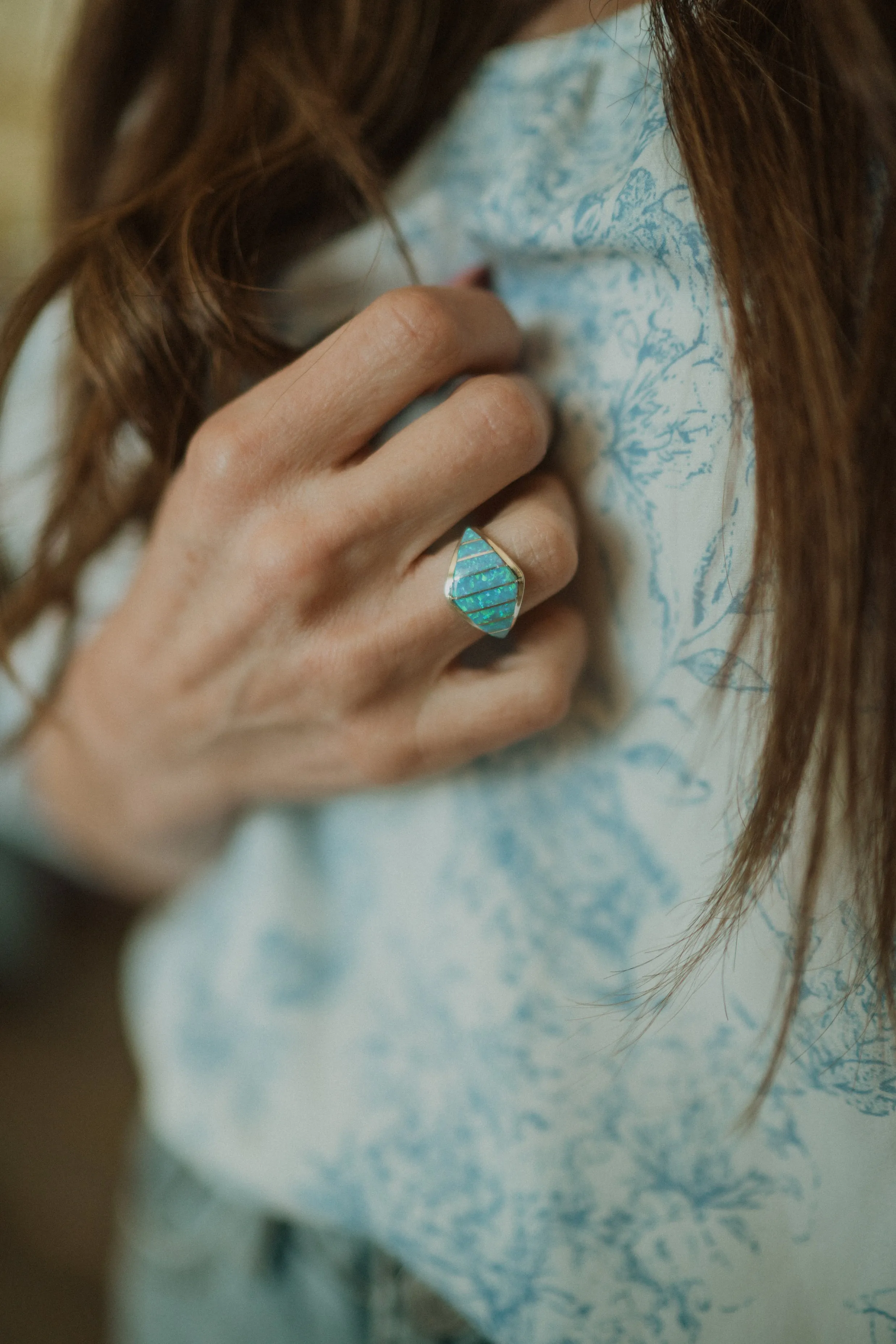 Sammy Ring | Blue Opal sold by Goldie Lew product image thumbnail 2