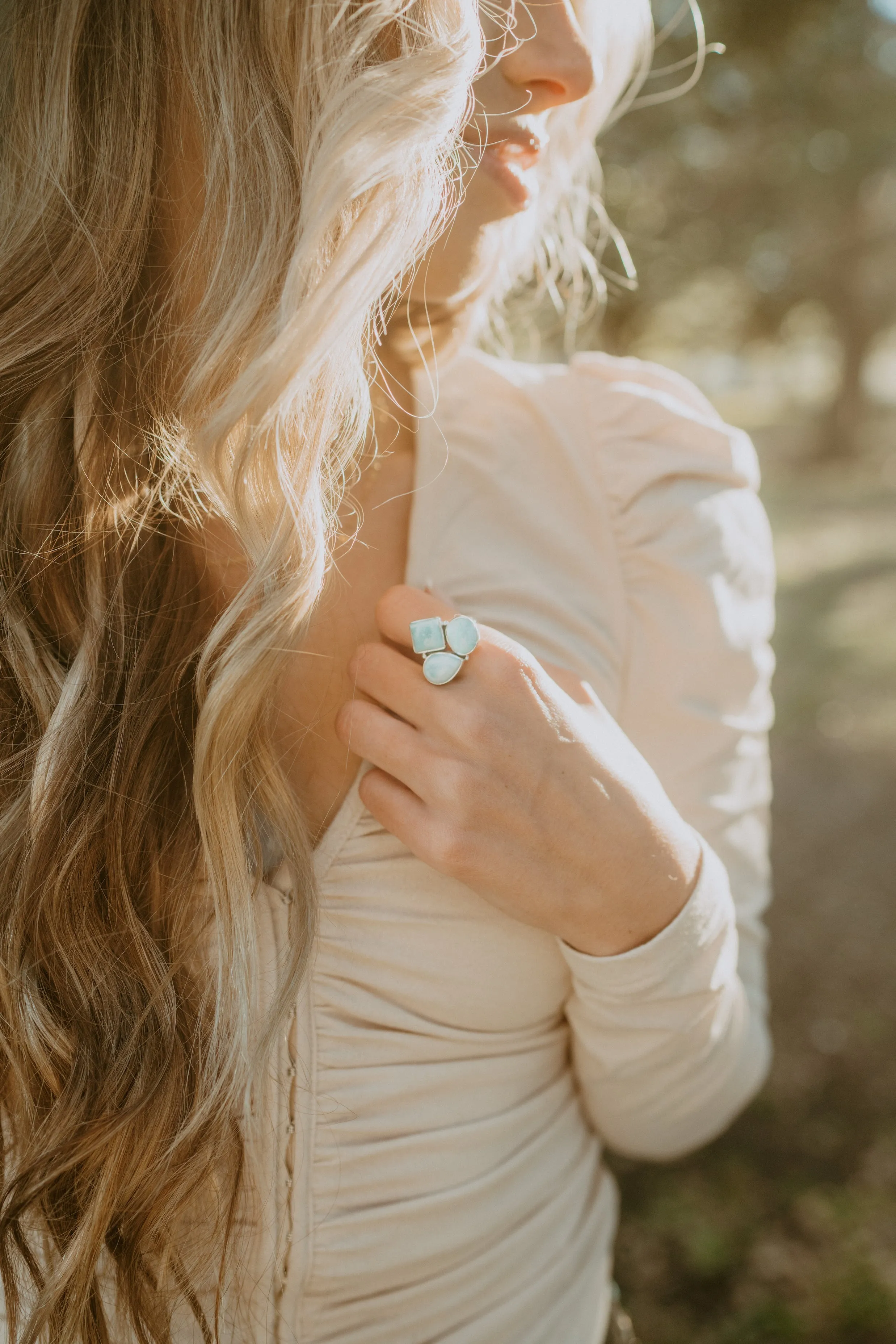Dahlia Ring | Larimar sold by Goldie Lew product image thumbnail 3