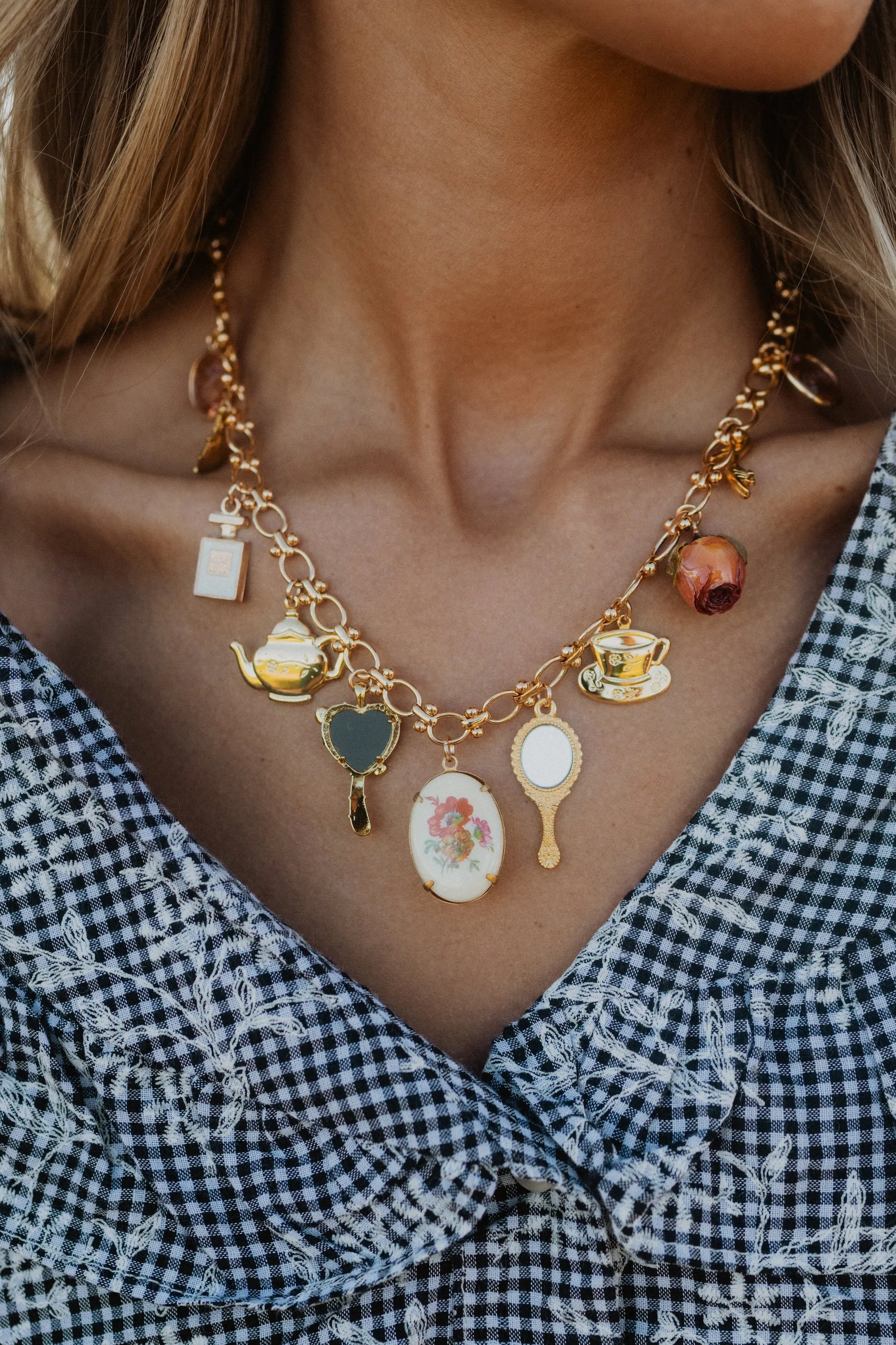 Tea Party Charm Necklace sold by Goldie Lew
