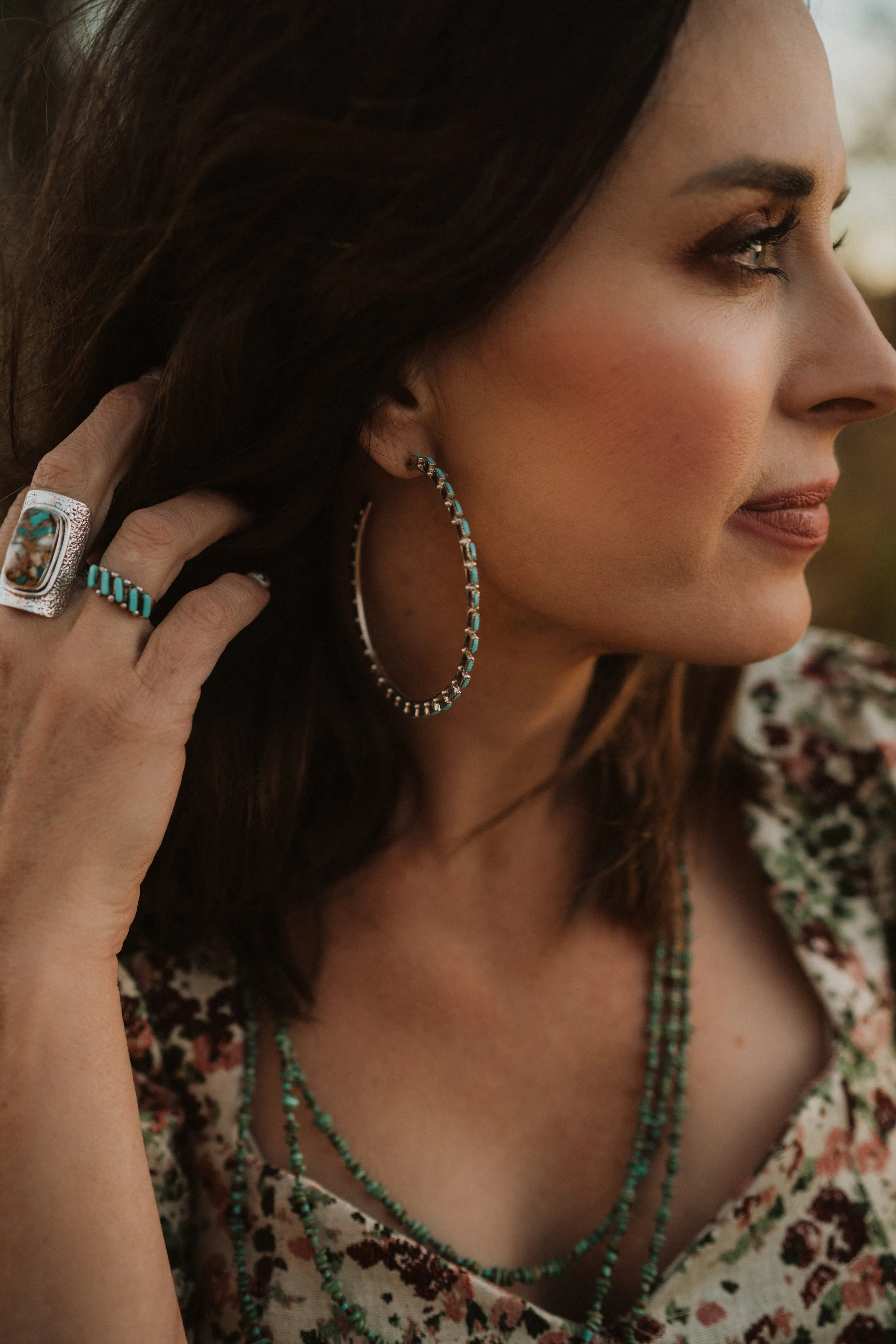 Large Delicate Hoops | Turquoise + Coral - FINAL SALE sold by Goldie Lew product image thumbnail 4