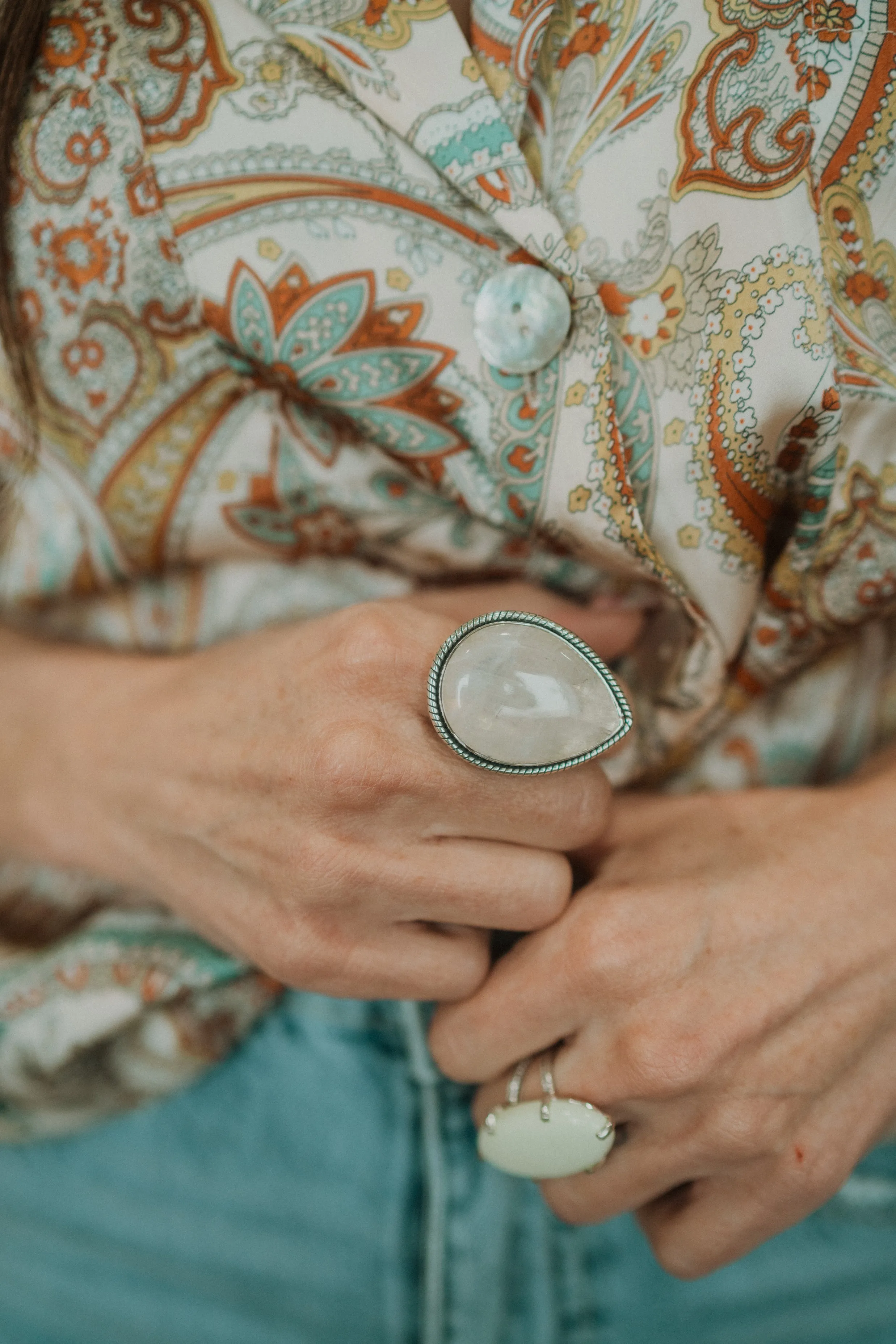 Teagan Ring | Rainbow Moonstone sold by Goldie Lew product image thumbnail 2