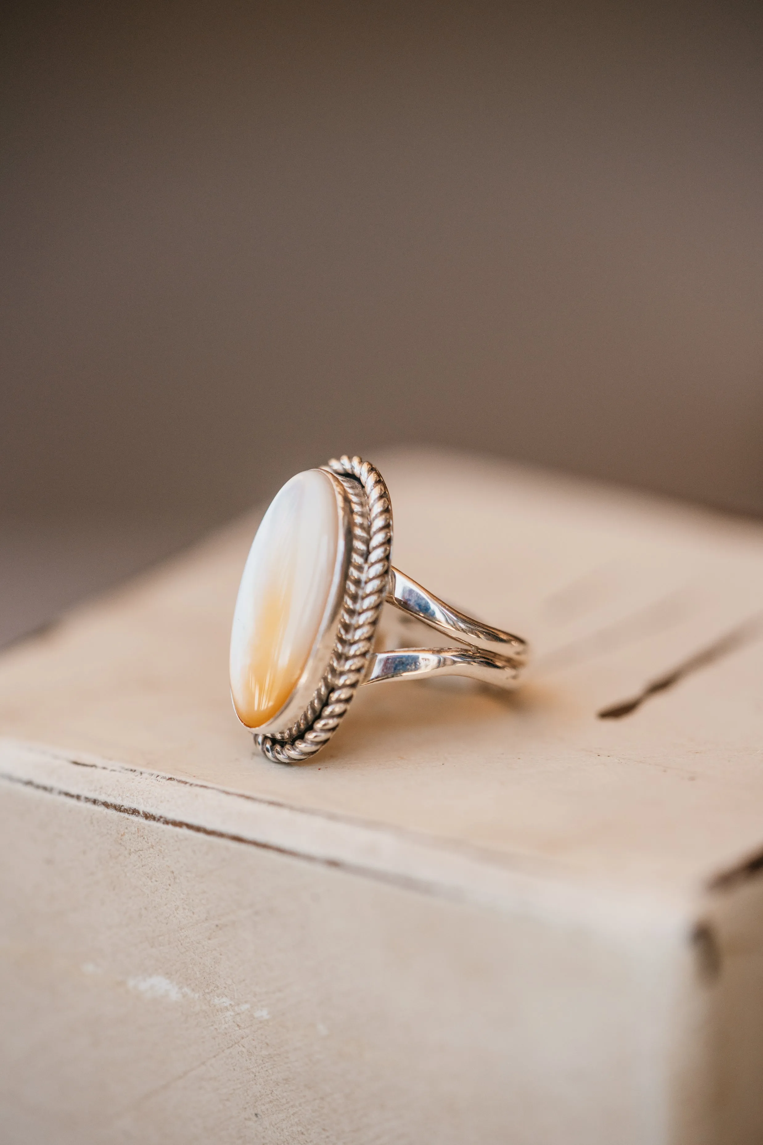 Emmie Ring | Yellow Mother of Pearl sold by Goldie Lew product image thumbnail 3