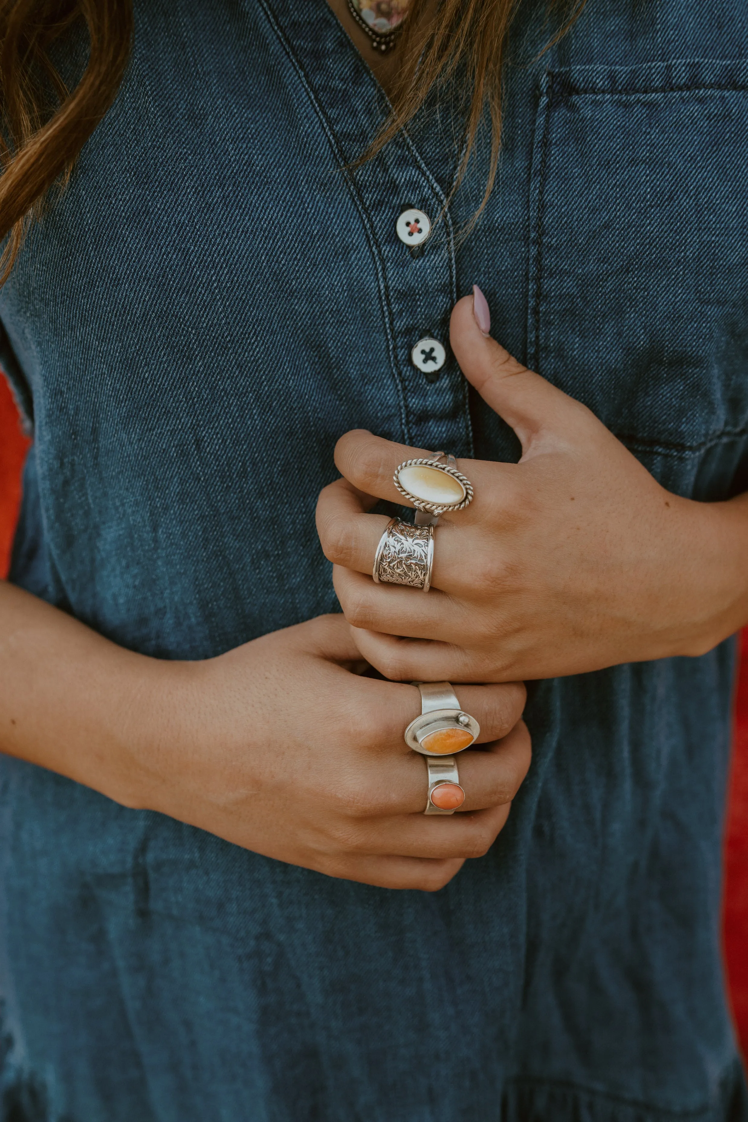Emmie Ring | Yellow Mother of Pearl sold by Goldie Lew product image thumbnail 4