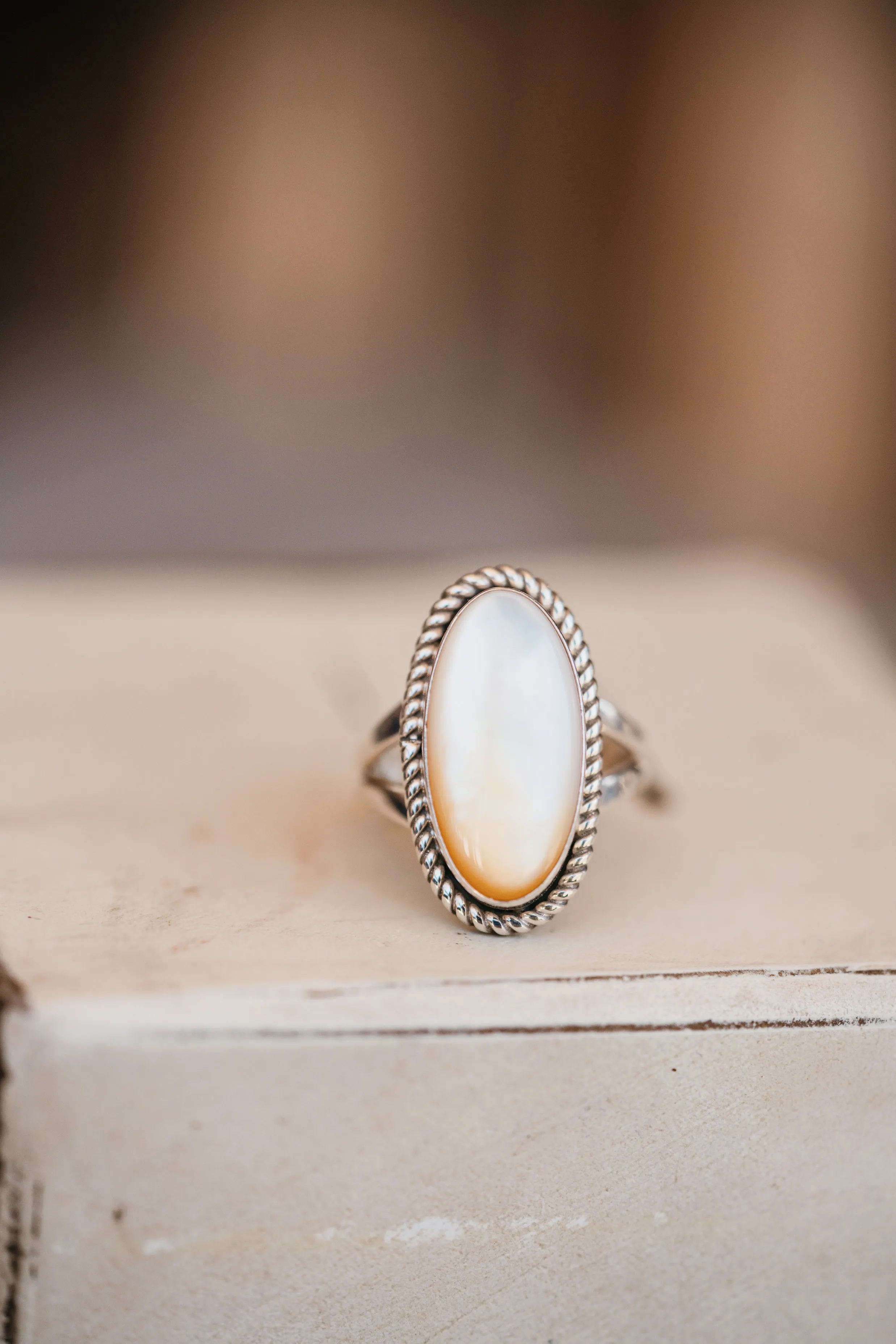 Emmie Ring | Yellow Mother of Pearl sold by Goldie Lew