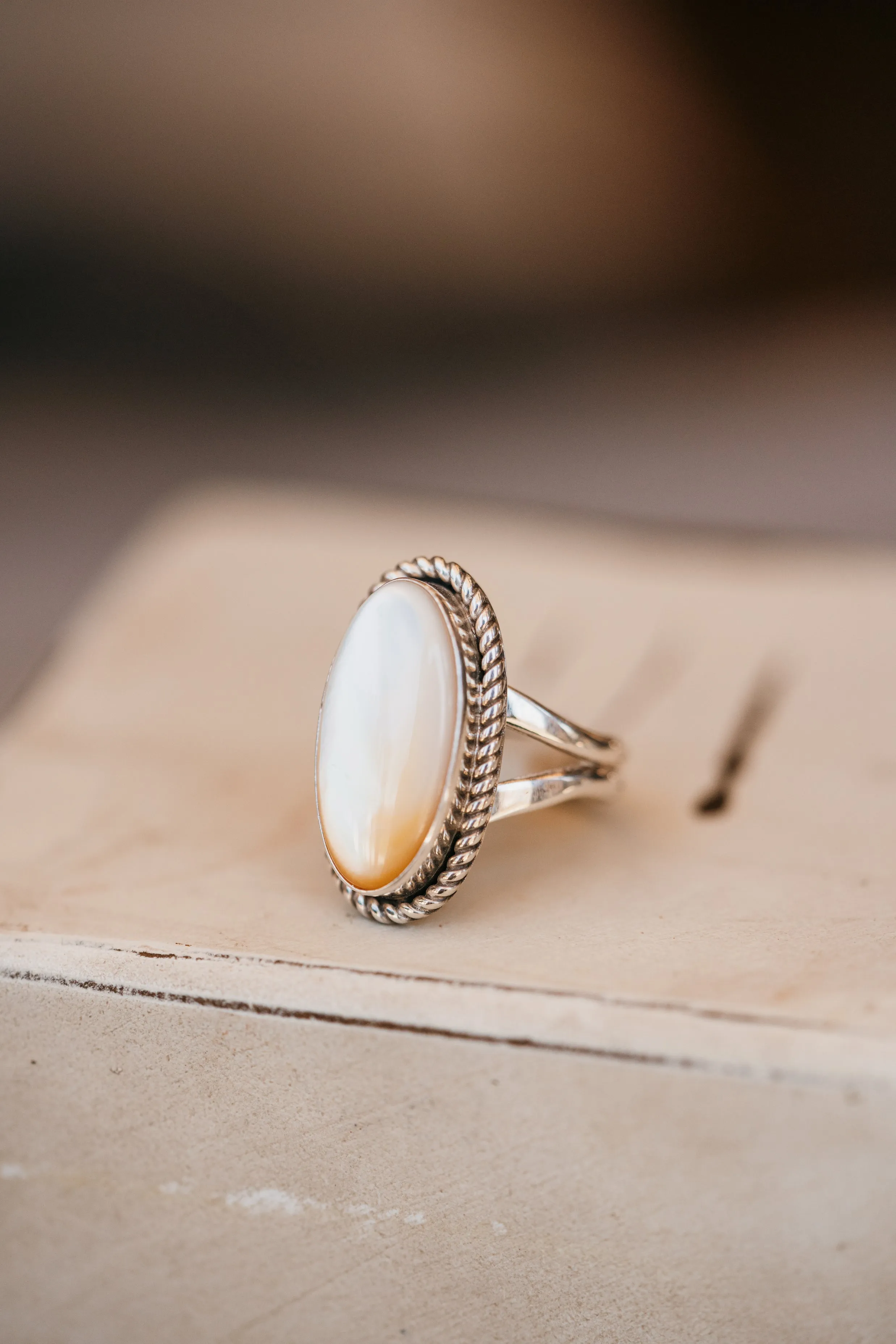 Emmie Ring | Yellow Mother of Pearl sold by Goldie Lew product image thumbnail 2