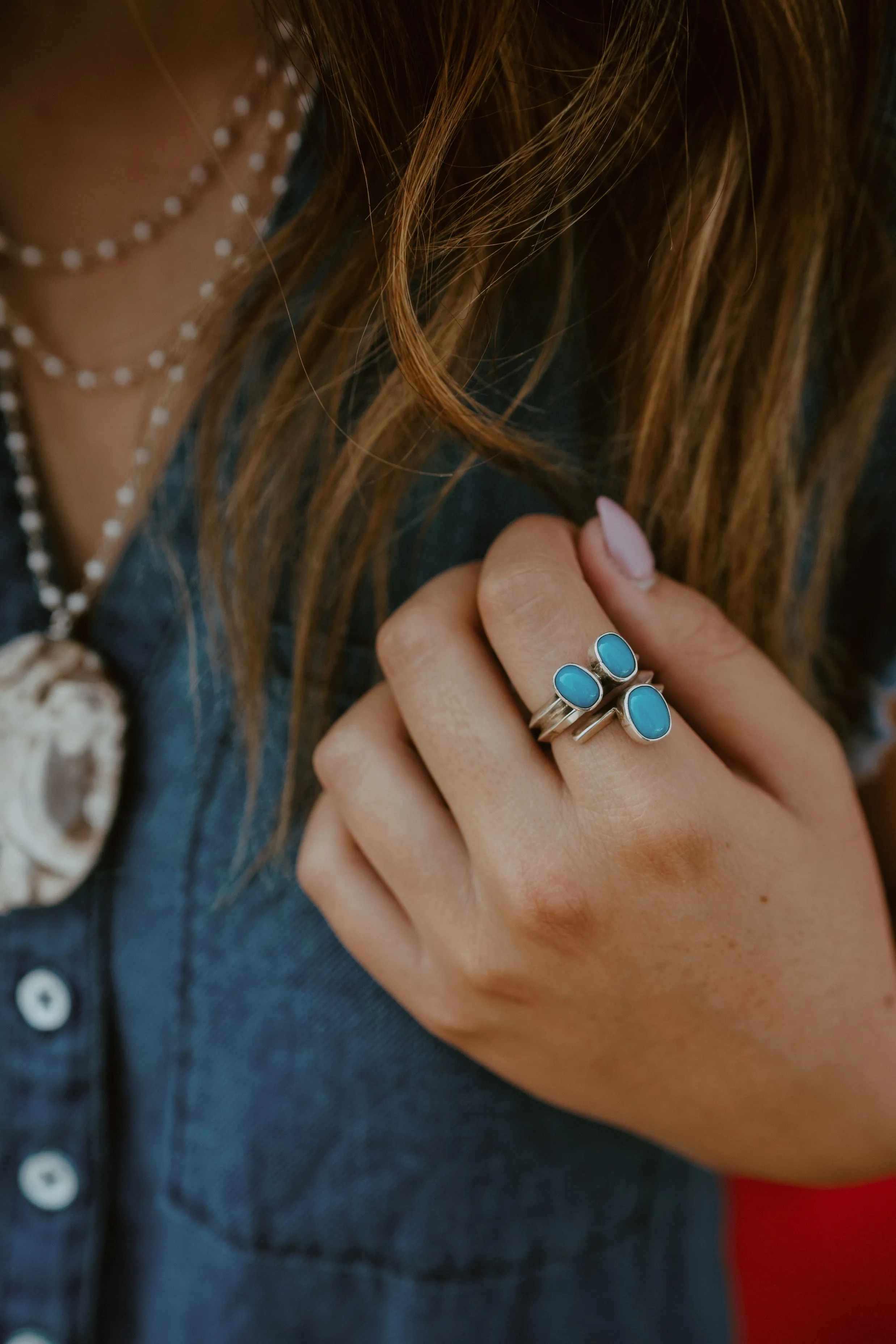 James Ring | Turquoise | 3 Stone sold by Goldie Lew product image thumbnail 2