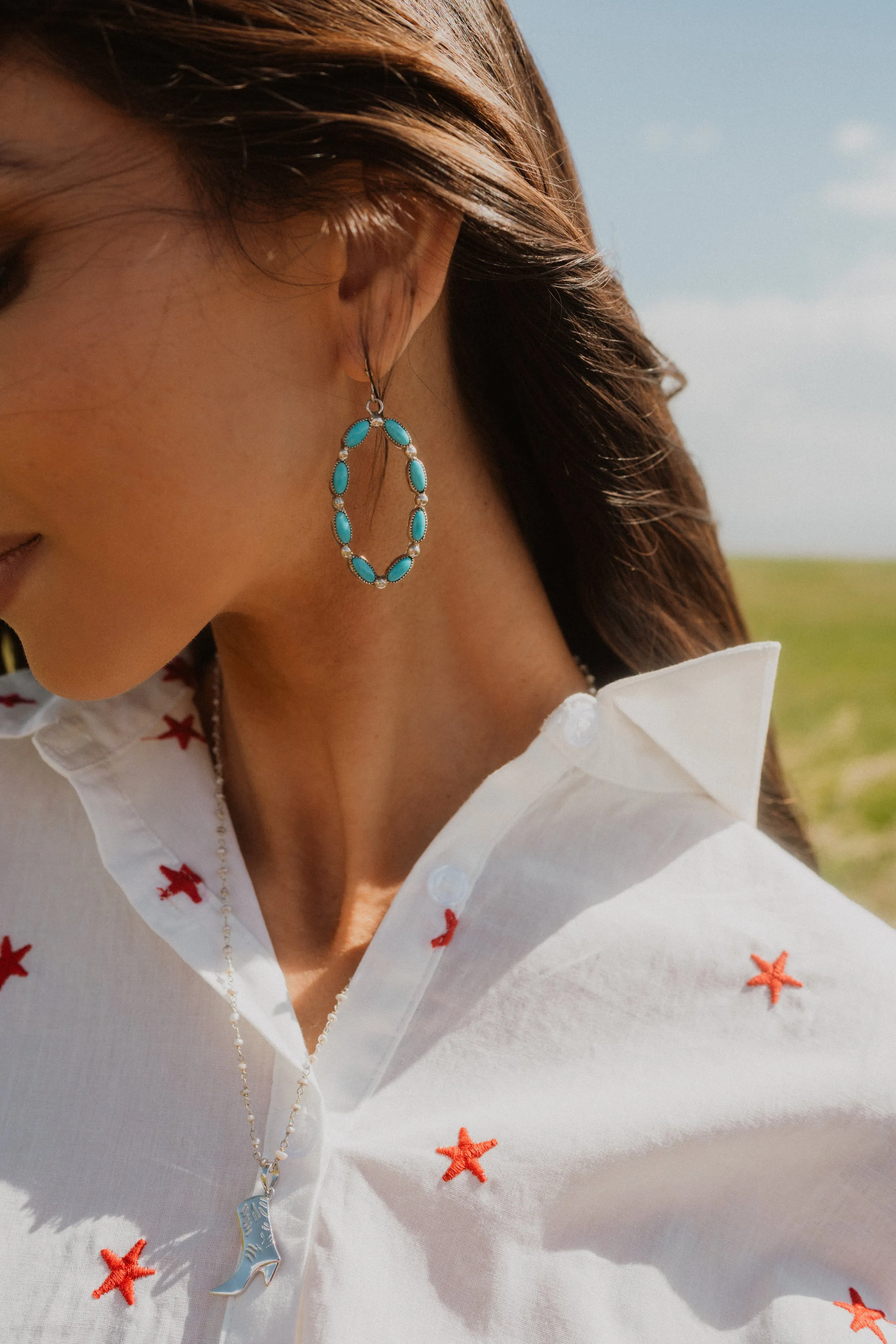 Dallas Earrings | Turquoise - FINAL SALE sold by Goldie Lew product image thumbnail 2