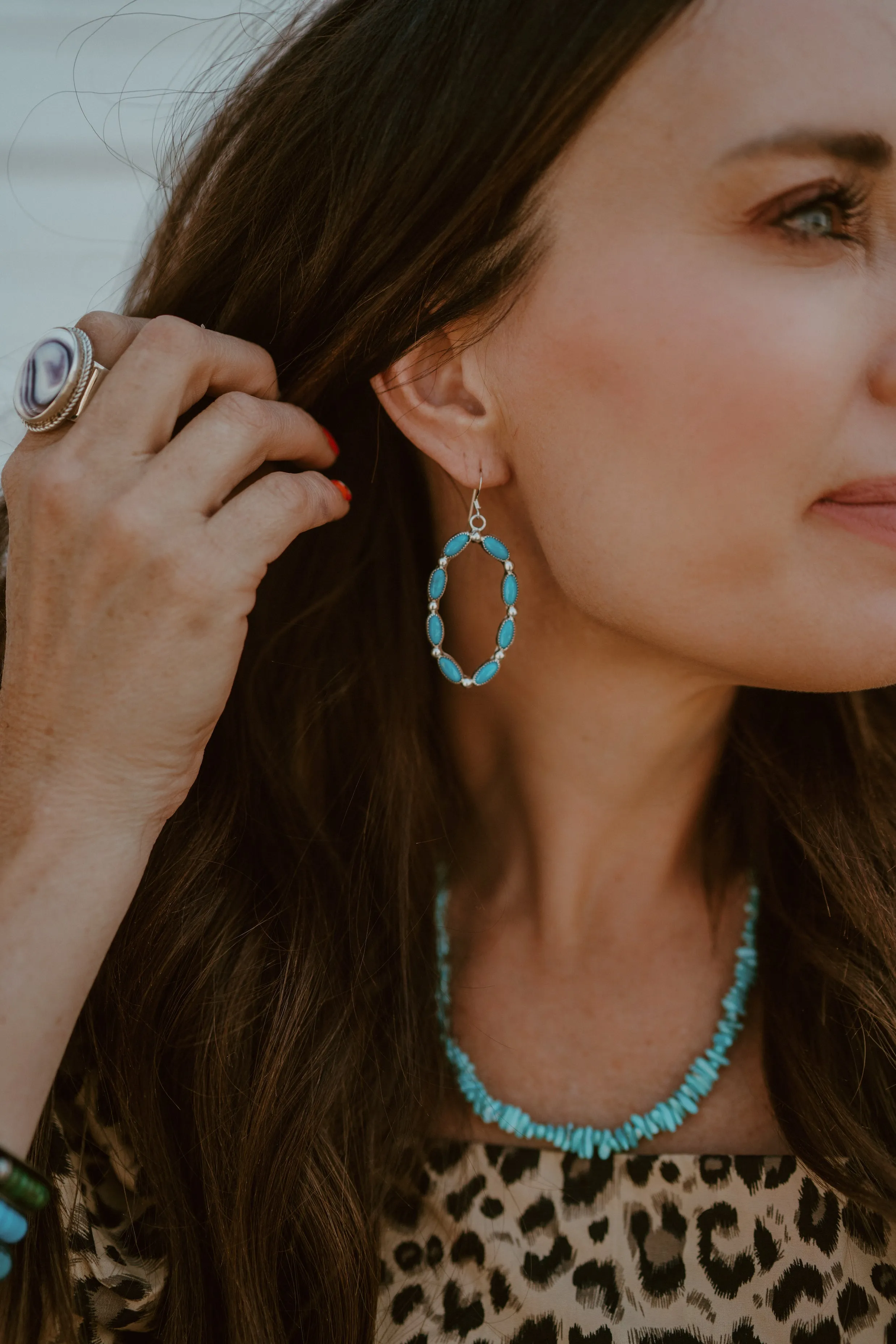 Dallas Earrings | Turquoise - FINAL SALE sold by Goldie Lew product image thumbnail 3