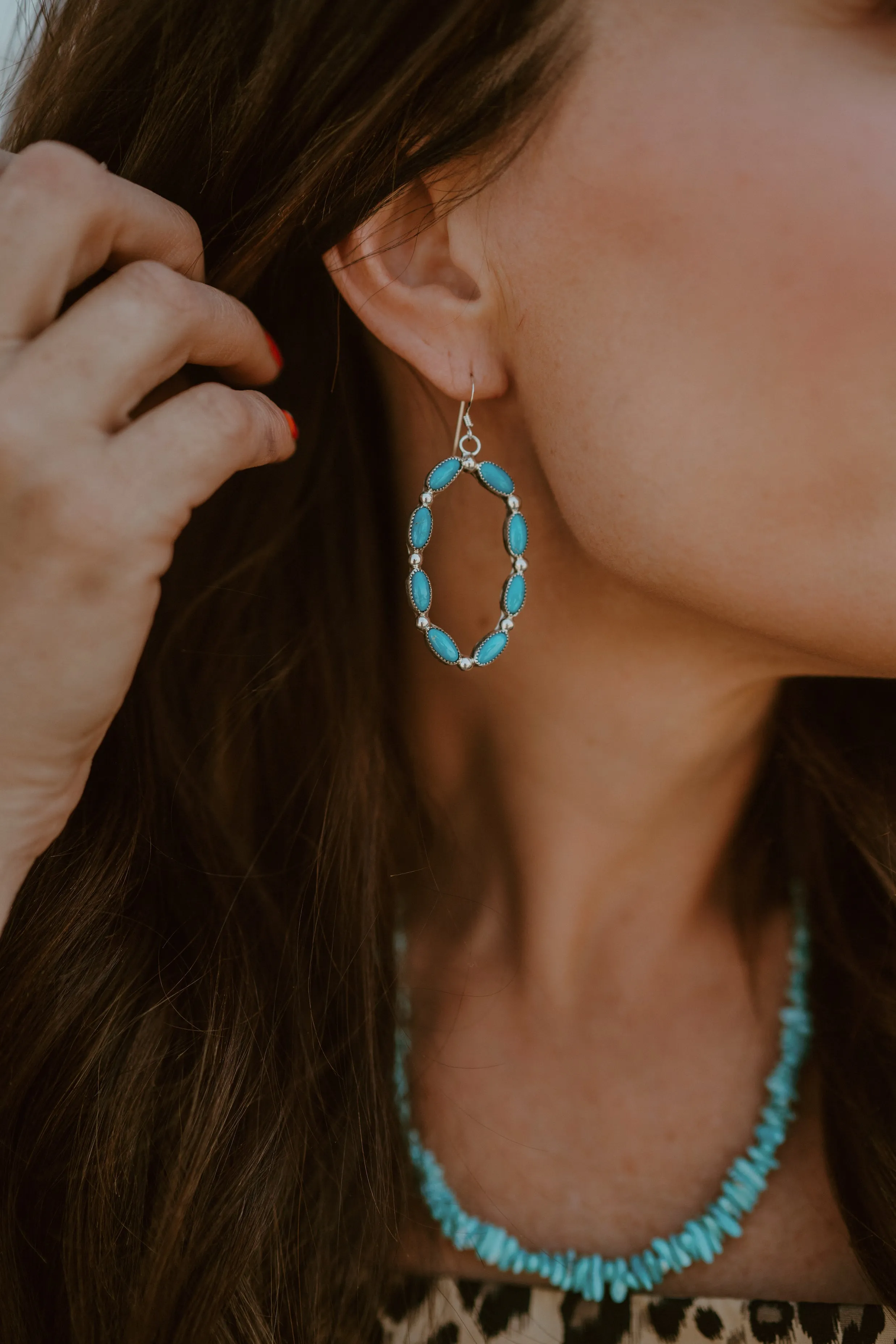 Dallas Earrings | Turquoise - FINAL SALE sold by Goldie Lew product image thumbnail 4