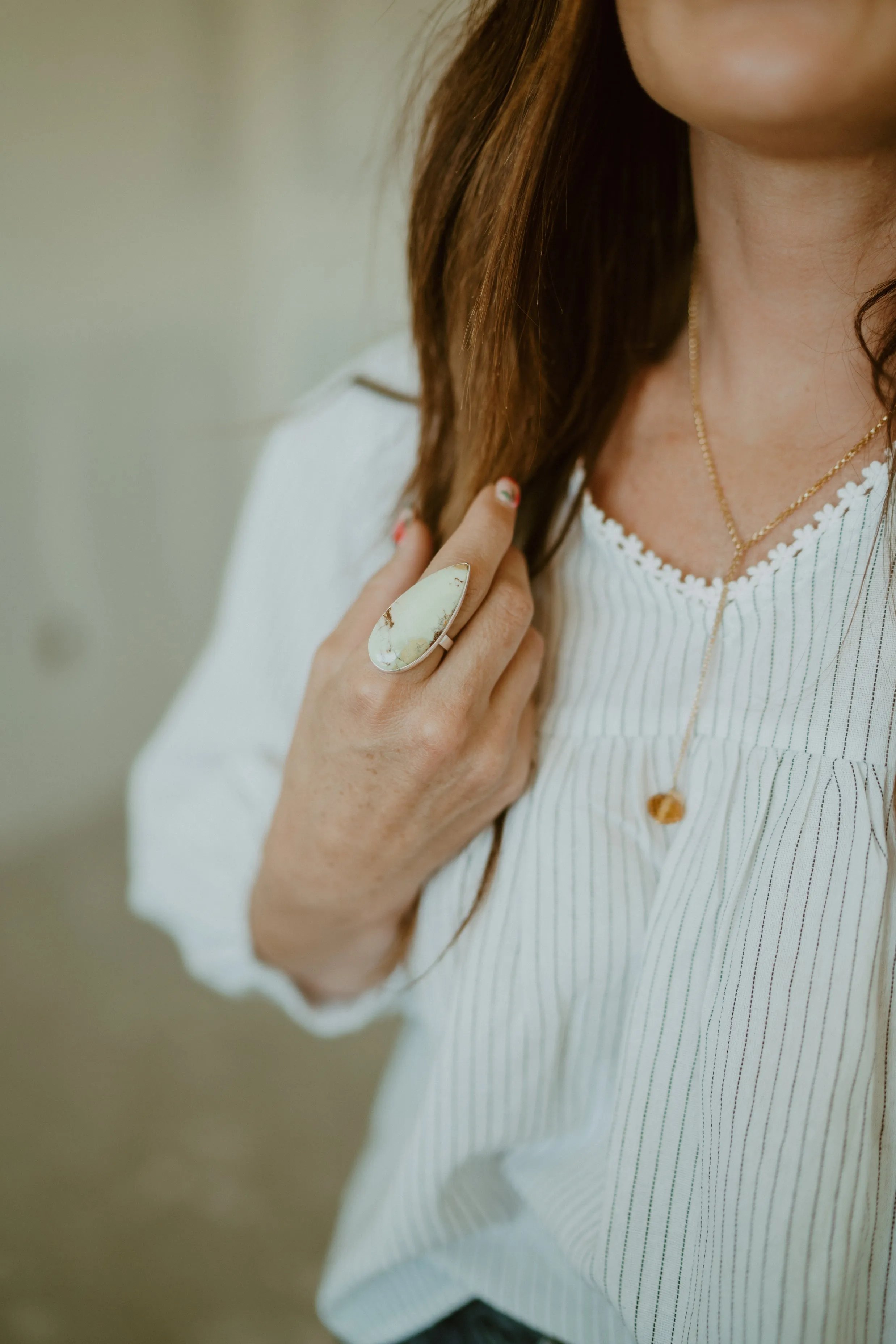 Nora Ring | Lemon Chrysoprase sold by Goldie Lew product image thumbnail 4