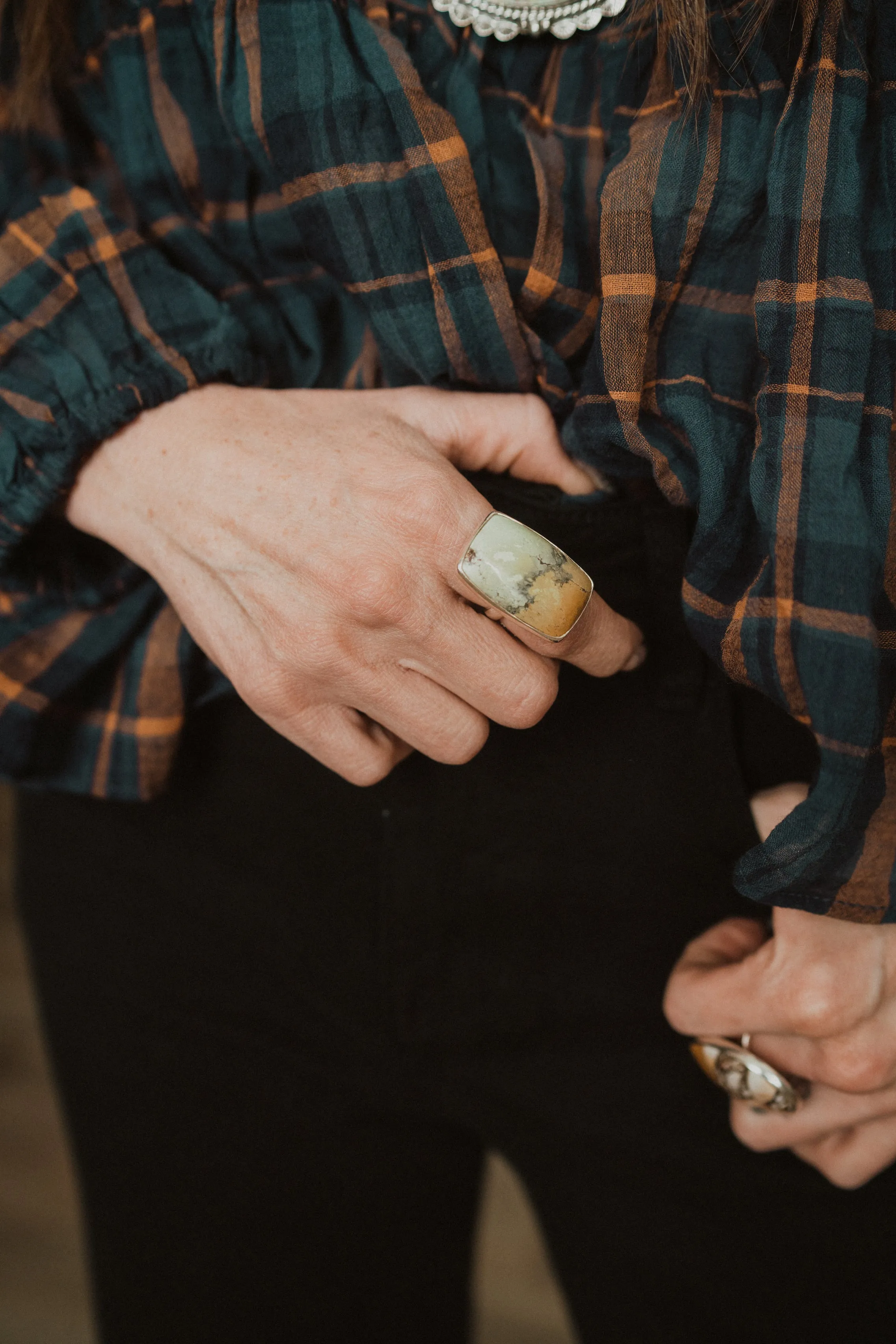 Nora Ring | Lemon Chrysoprase sold by Goldie Lew product image thumbnail 3
