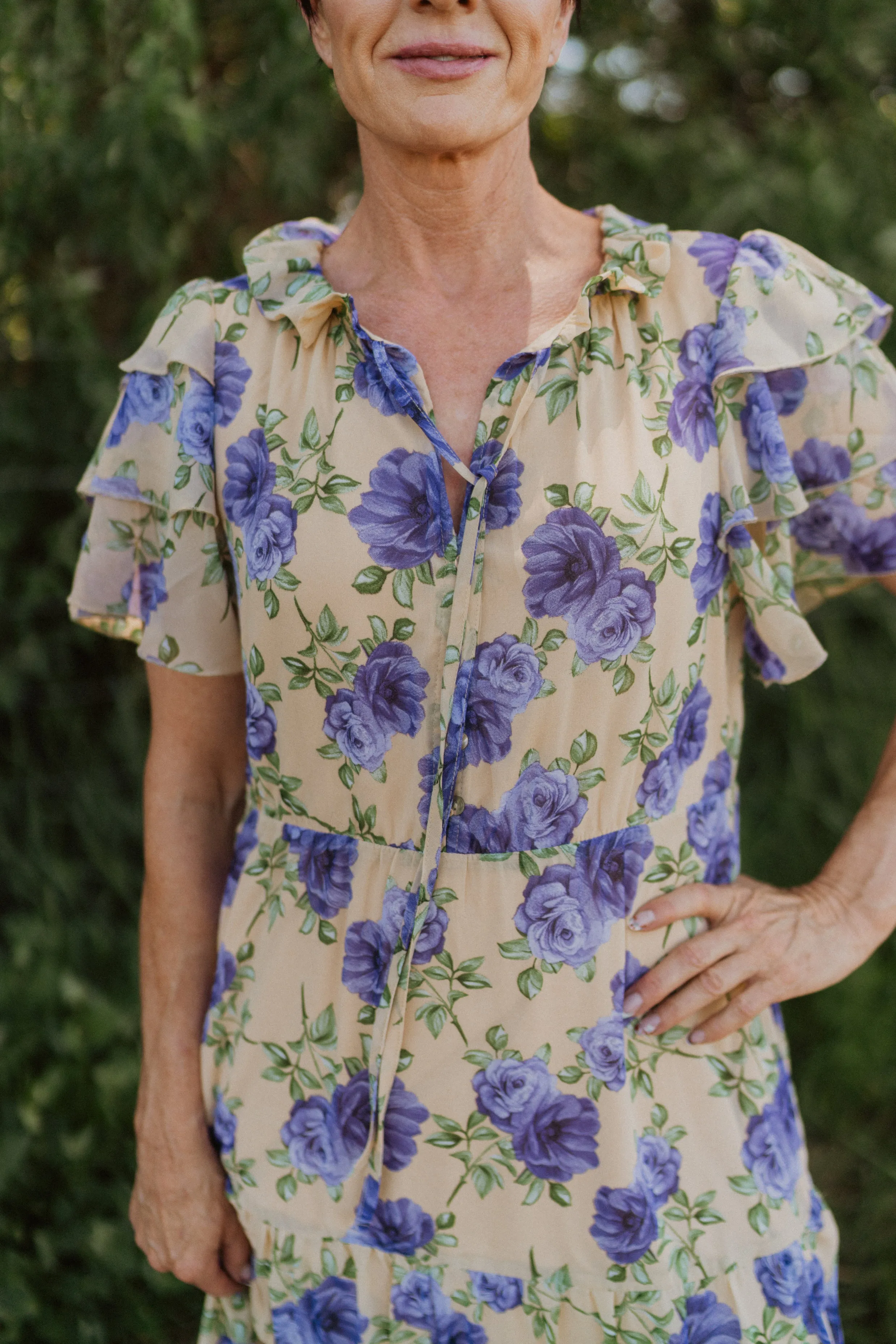 Purple Pansies Dress sold by Goldie Lew product image thumbnail 5