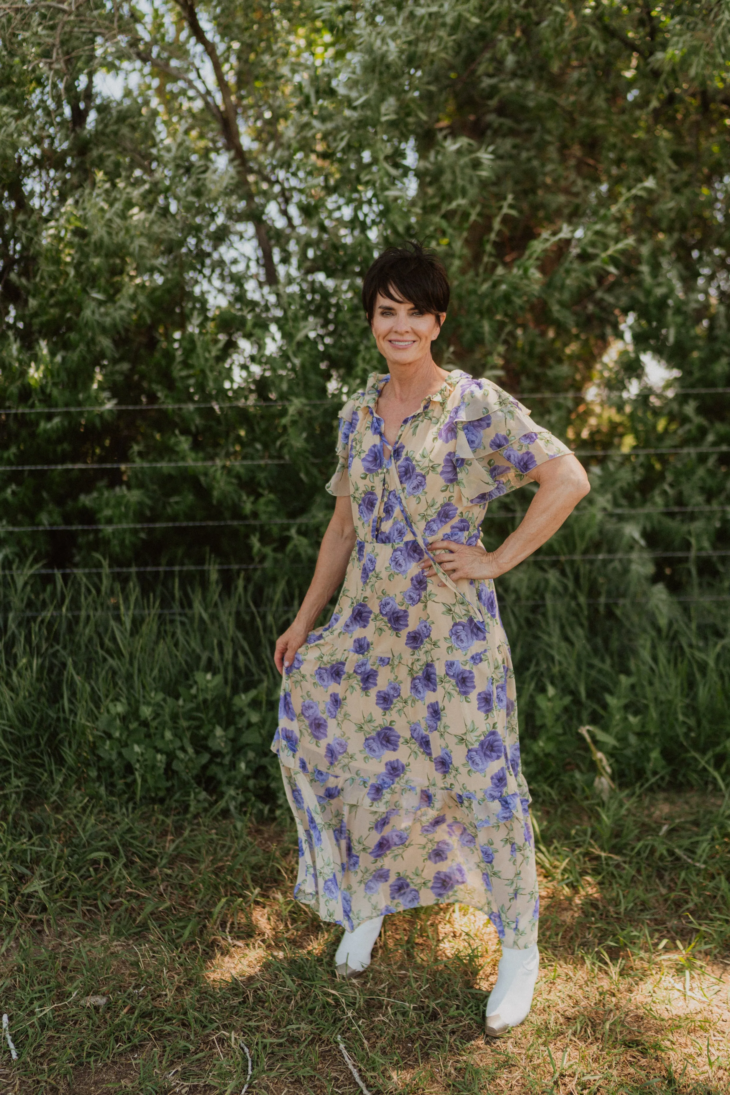 Purple Pansies Dress sold by Goldie Lew