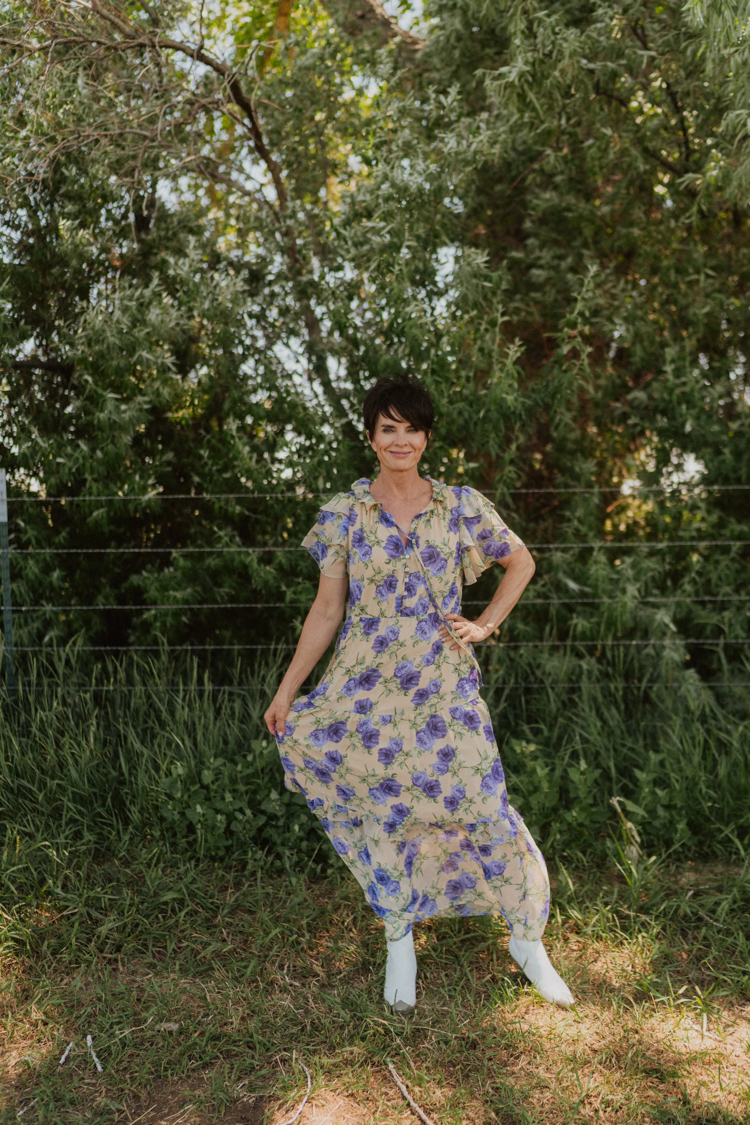 Purple Pansies Dress sold by Goldie Lew product image thumbnail 3