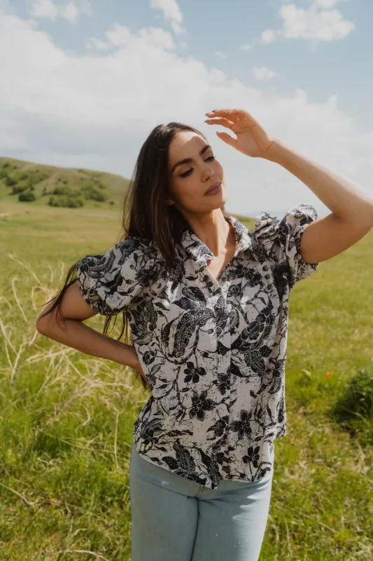 Blue China Top sold by Goldie Lew