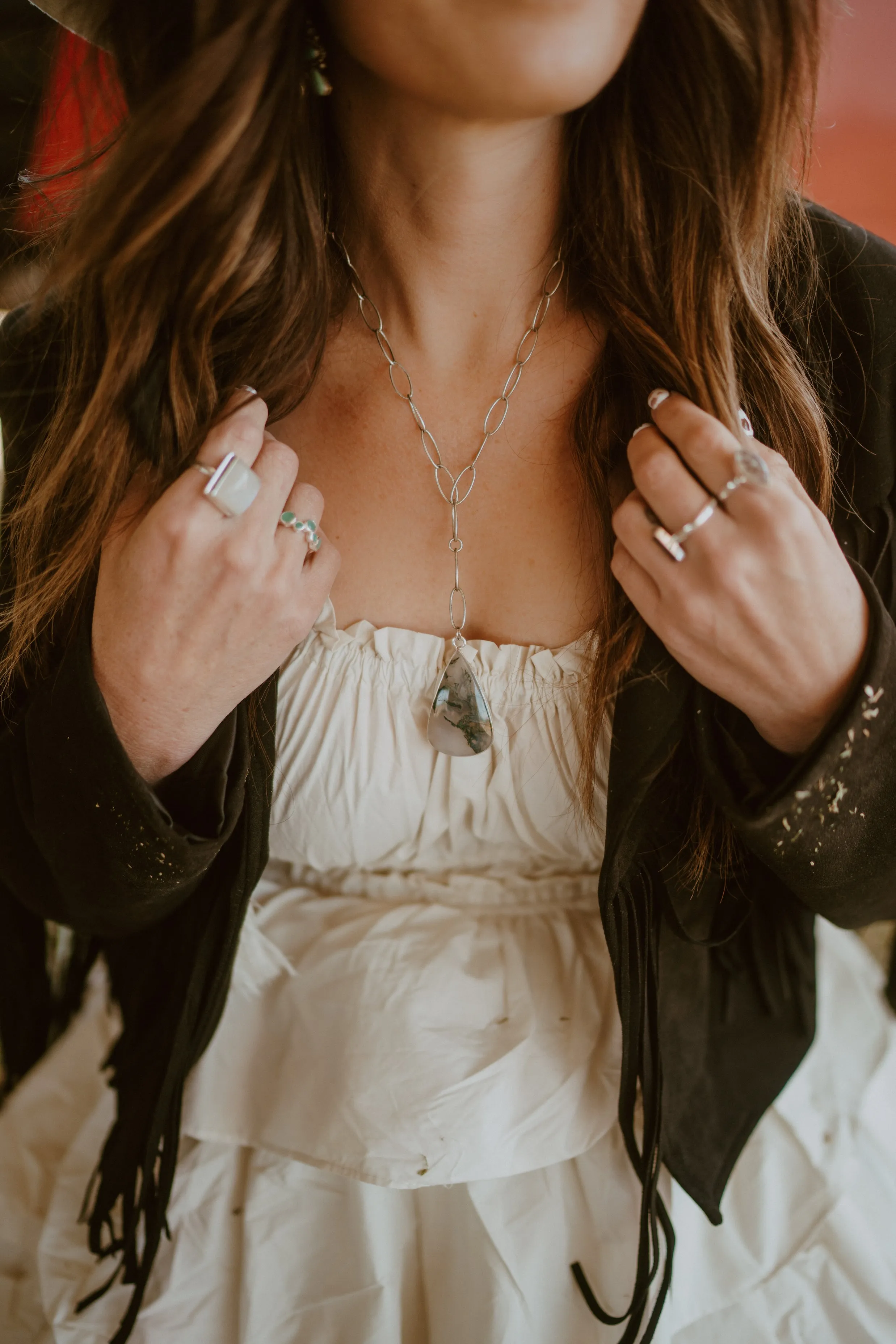 Ceelo Necklace | Moss Agate sold by Goldie Lew