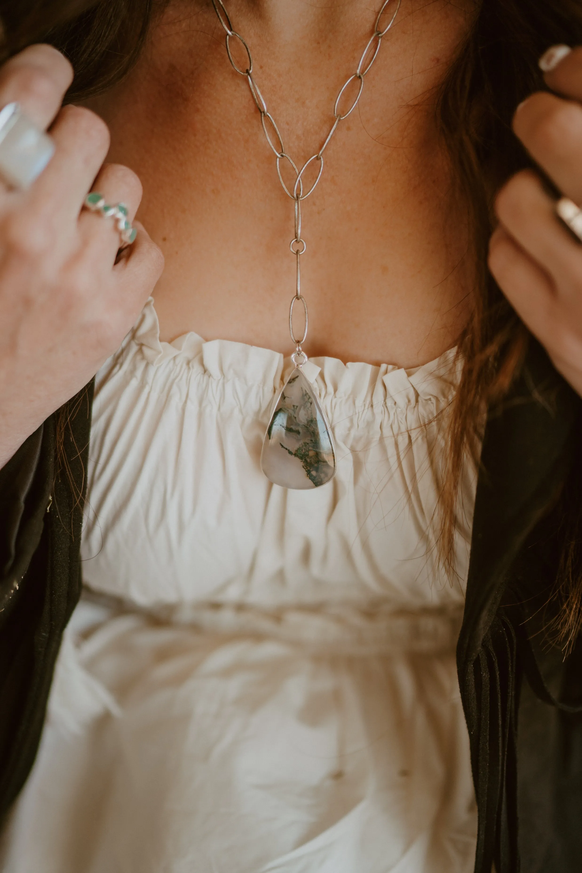 Ceelo Necklace | Moss Agate sold by Goldie Lew product image thumbnail 3