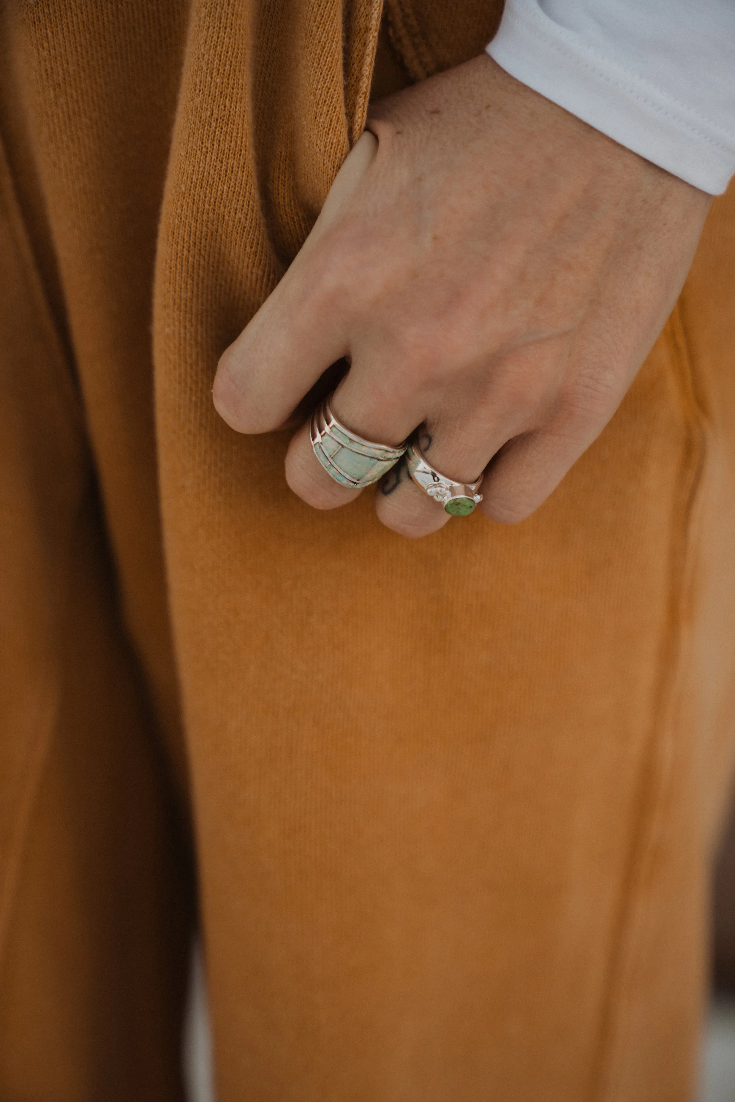 Caed Ring | Green Gaspeite Stone sold by Goldie Lew product image thumbnail 5