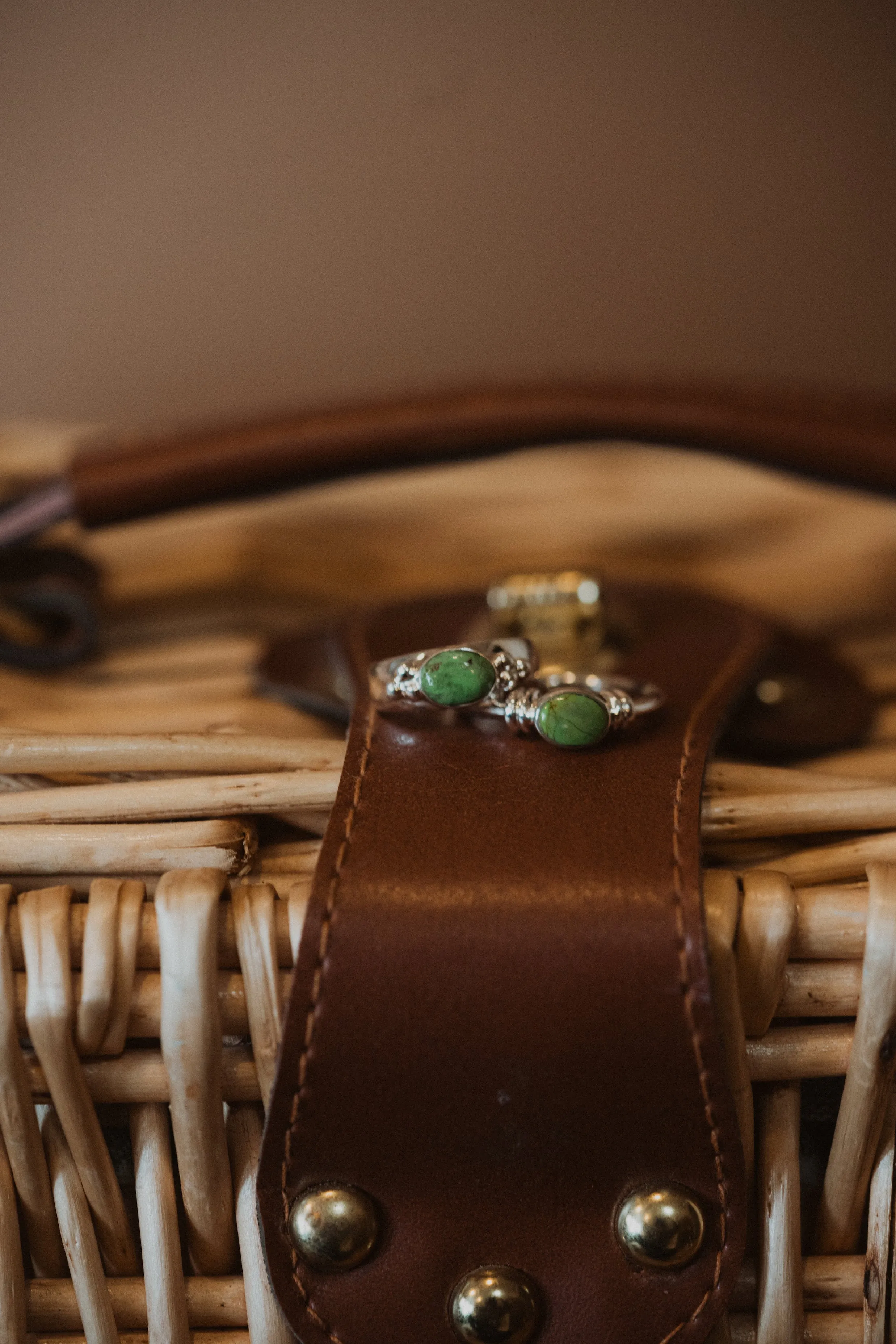 Caed Ring | Green Gaspeite Stone sold by Goldie Lew