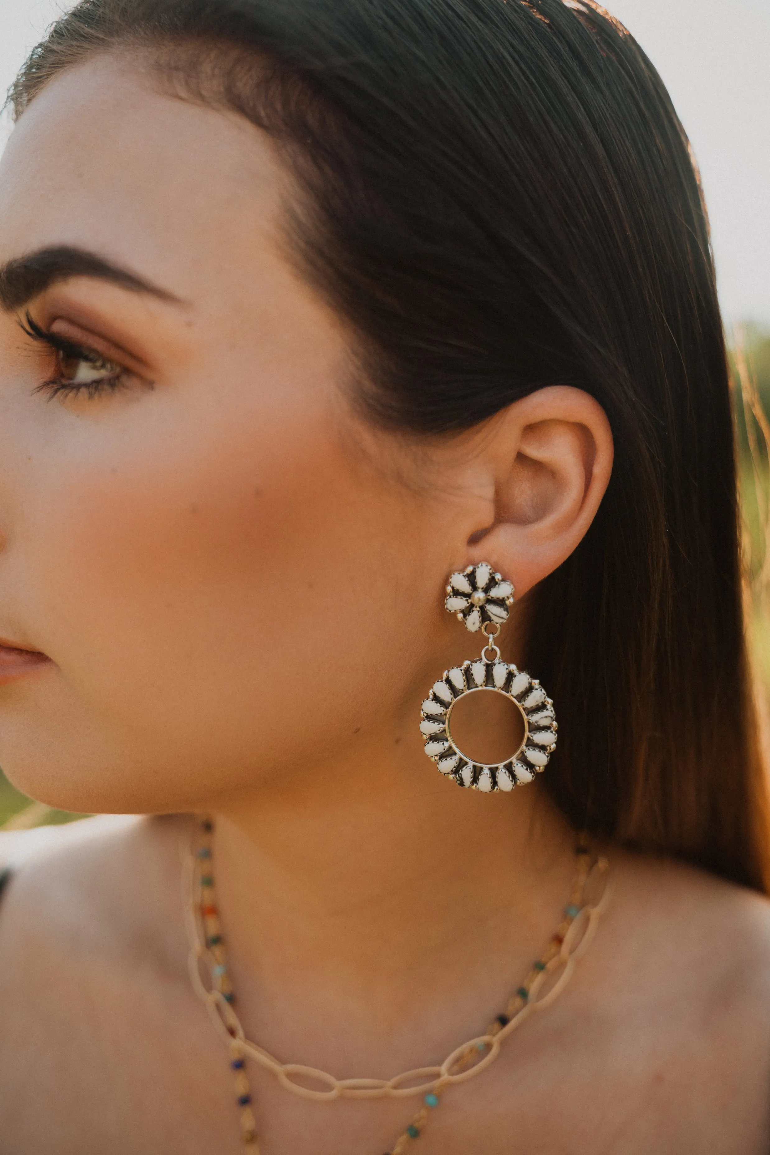 Ruthy Earrings | Flower Zuni Dangle sold by Goldie Lew product image thumbnail 3