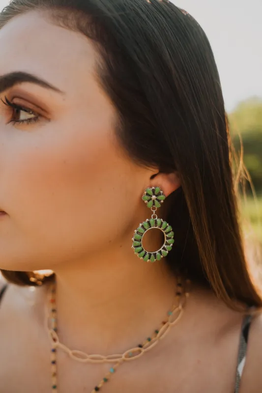 Ruthy Earrings | Flower Zuni Dangle sold by Goldie Lew