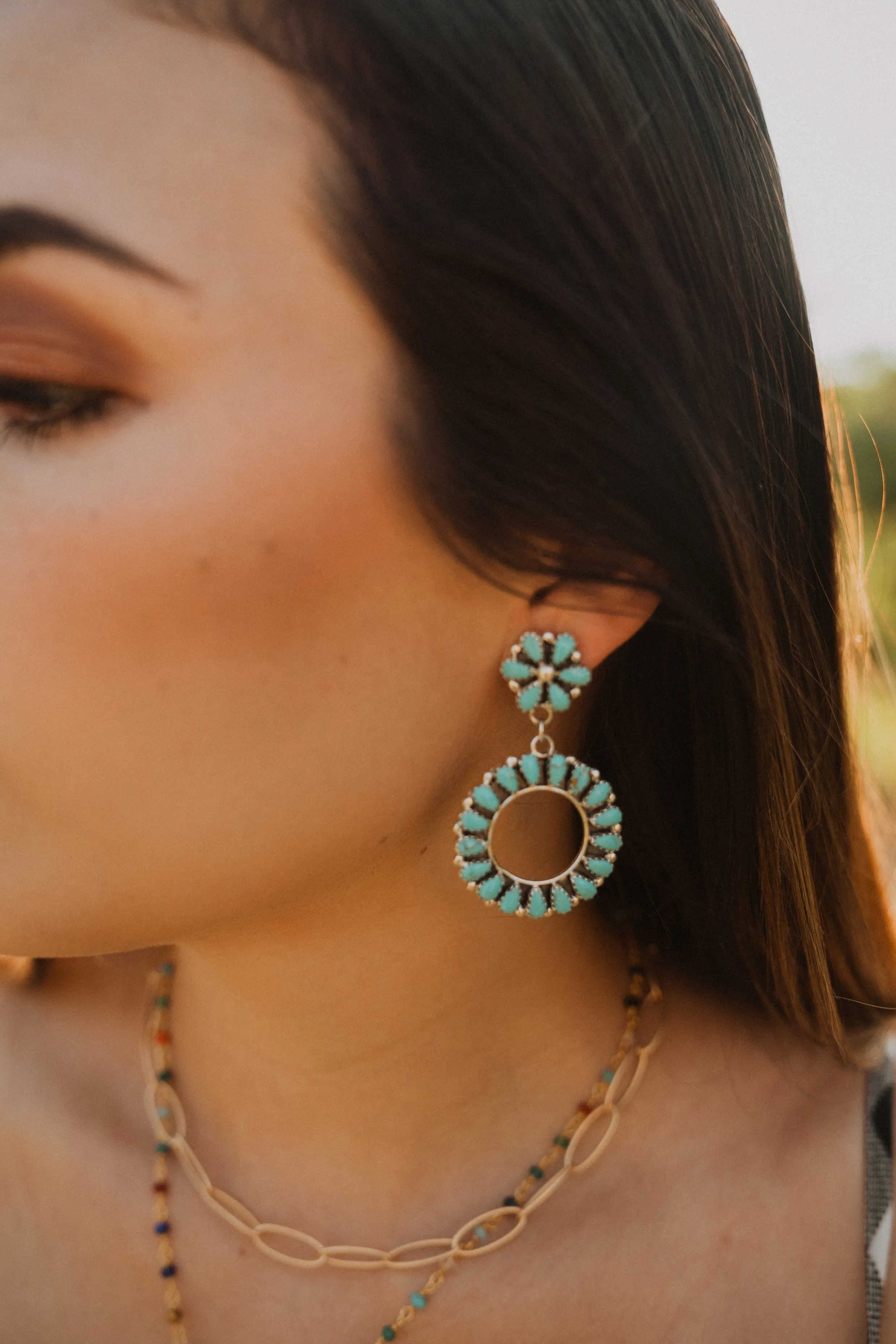 Ruthy Earrings | Flower Zuni Dangle sold by Goldie Lew product image thumbnail 4