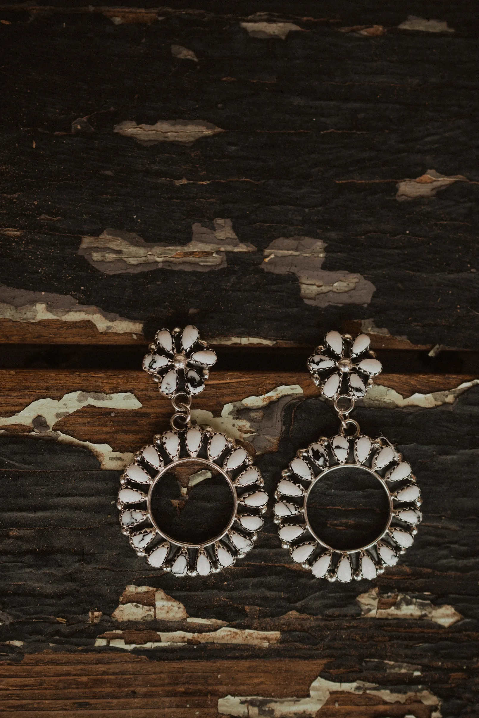 Ruthy Earrings | Flower Zuni Dangle sold by Goldie Lew product image thumbnail 5