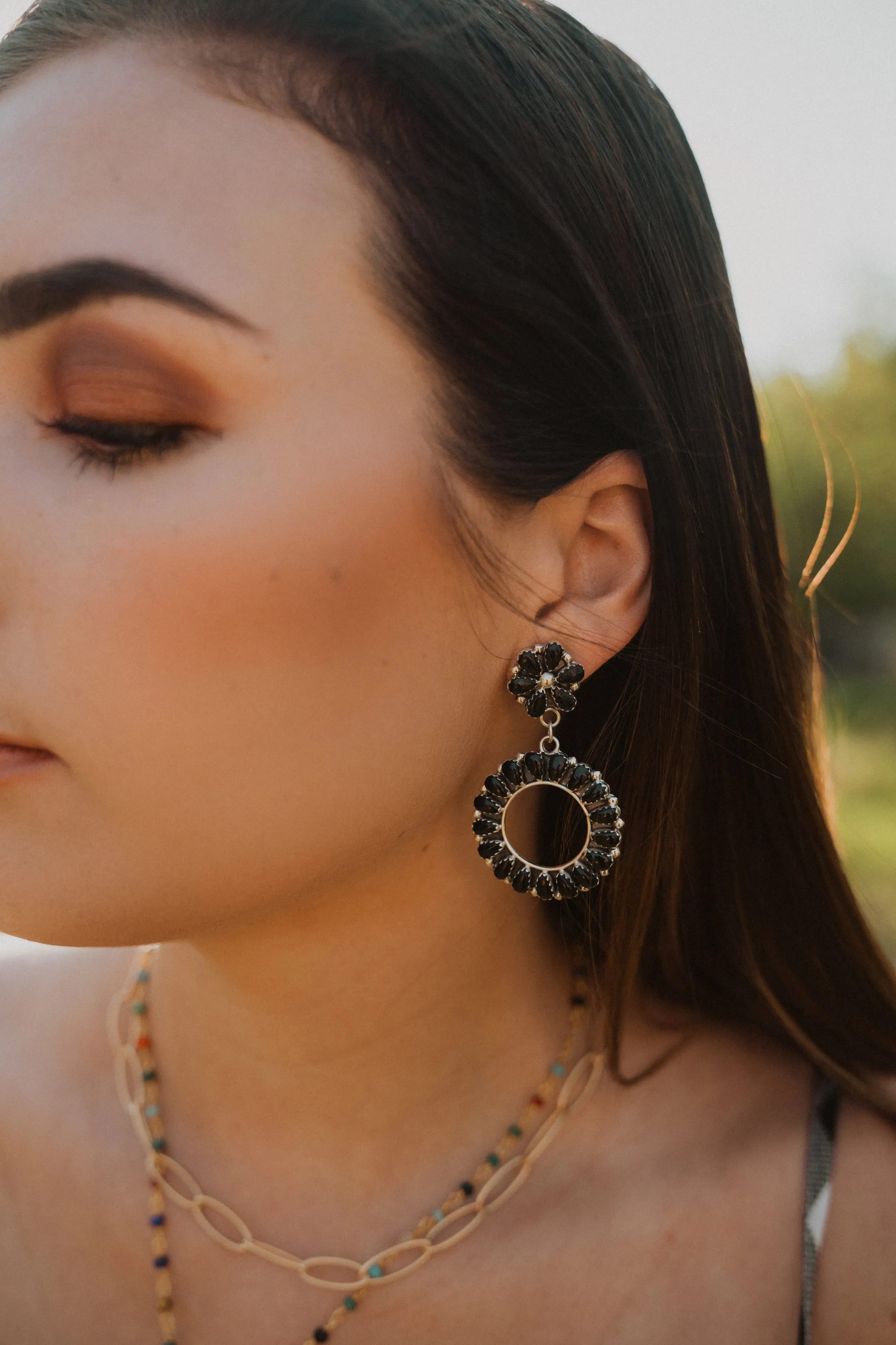 Ruthy Earrings | Flower Zuni Dangle sold by Goldie Lew product image thumbnail 2