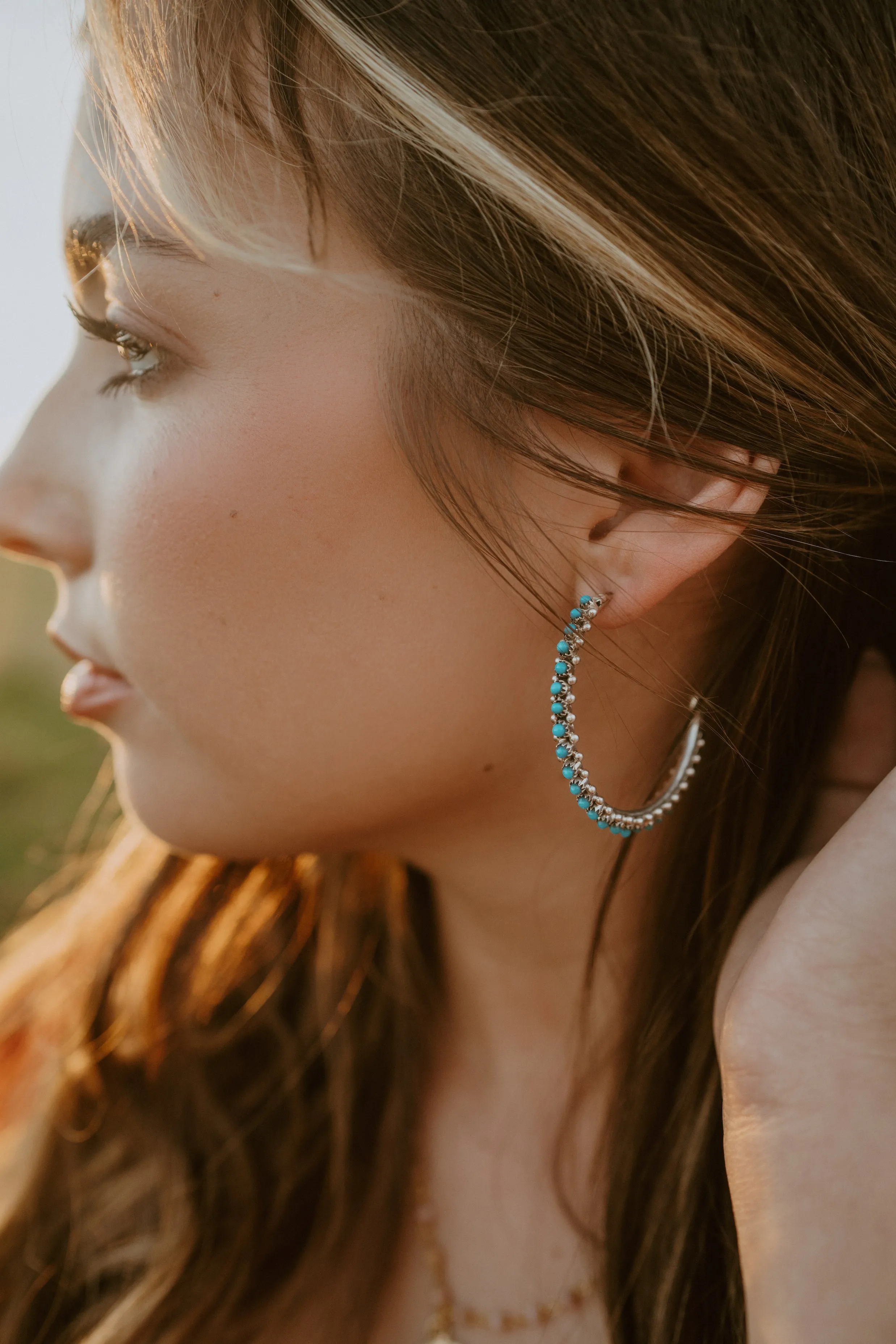 Connie Hoops | Turquoise sold by Goldie Lew product image thumbnail 2