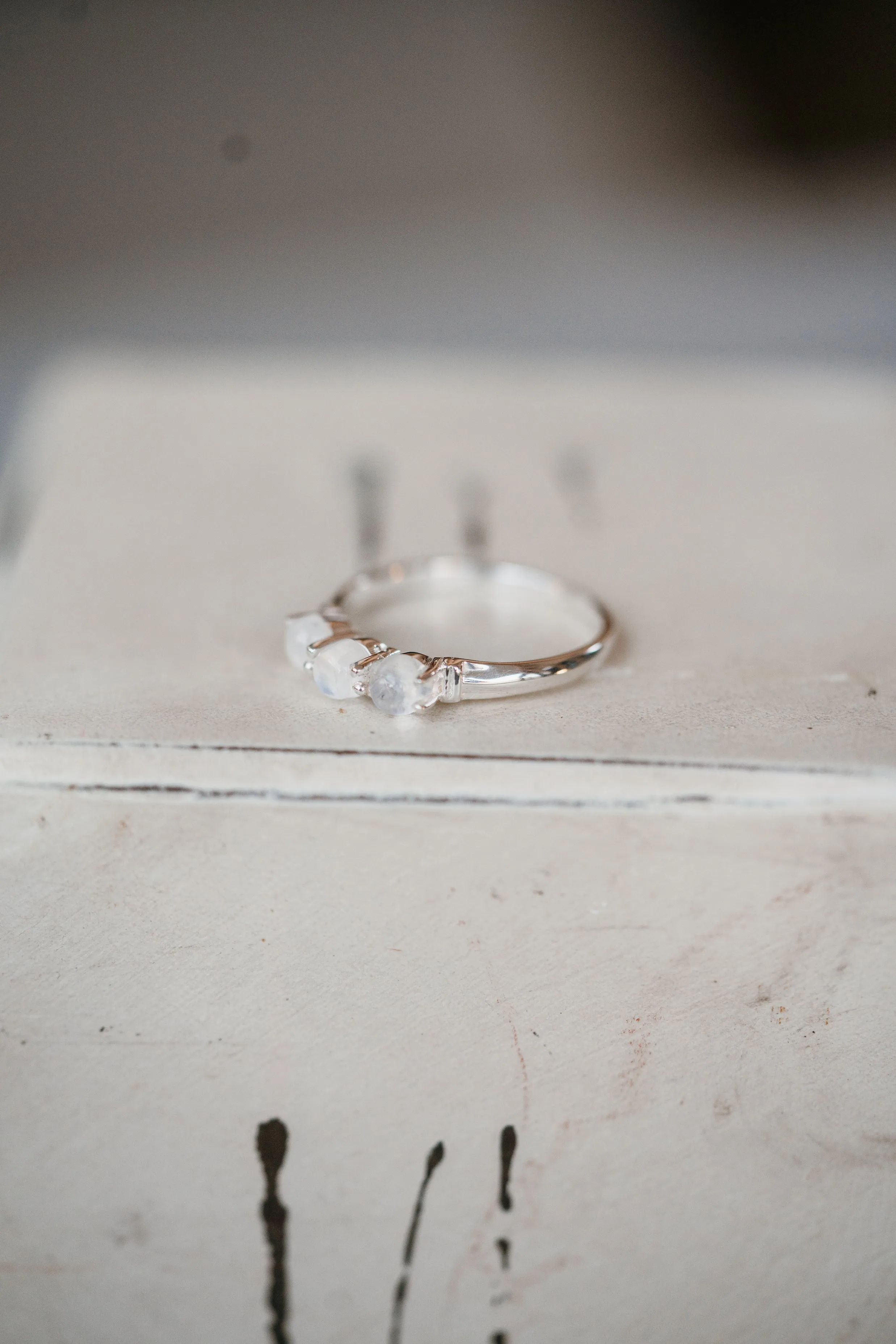 Kelm Ring | 3 Stone | Moonstone sold by Goldie Lew product image thumbnail 2