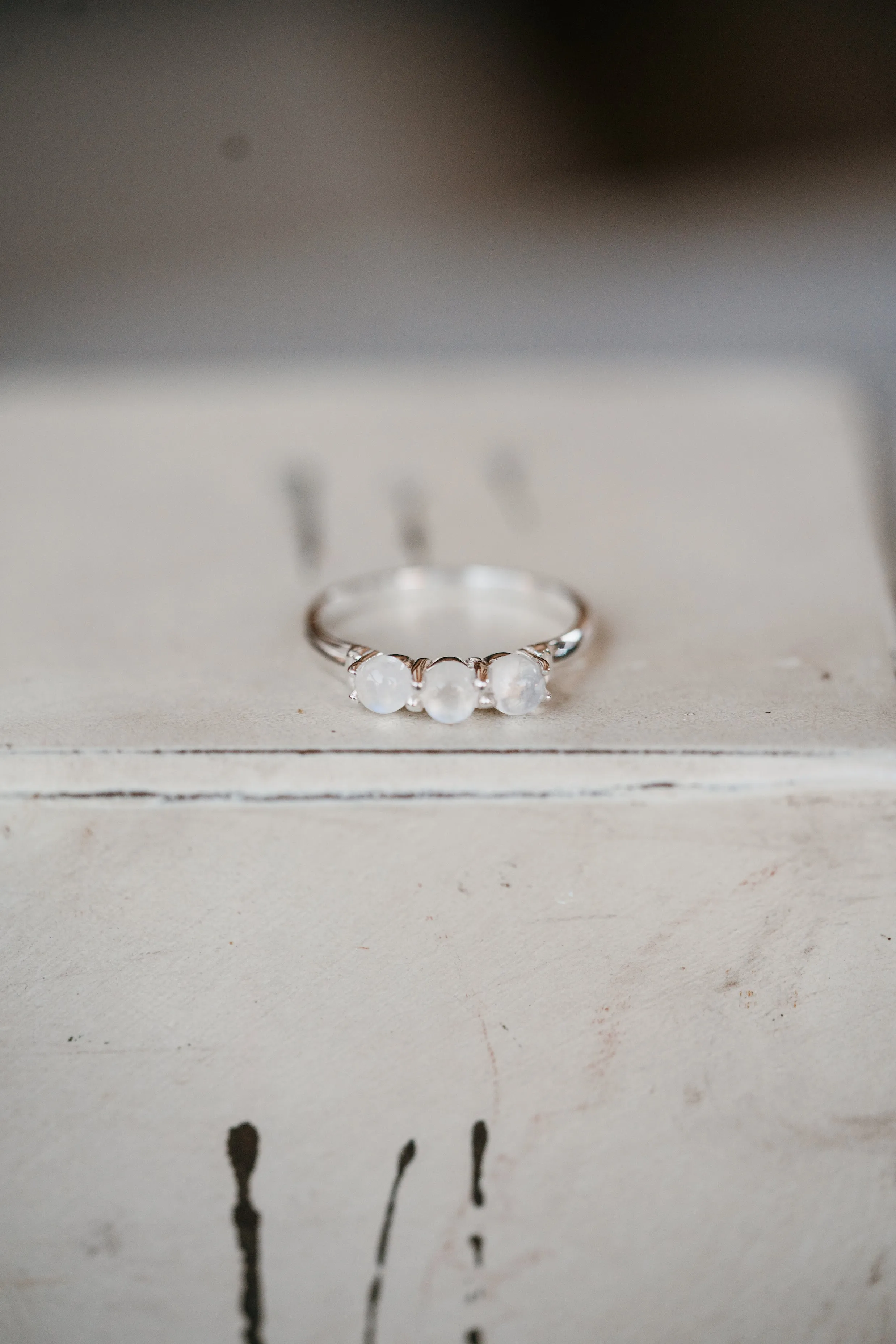 Kelm Ring | 3 Stone | Moonstone sold by Goldie Lew