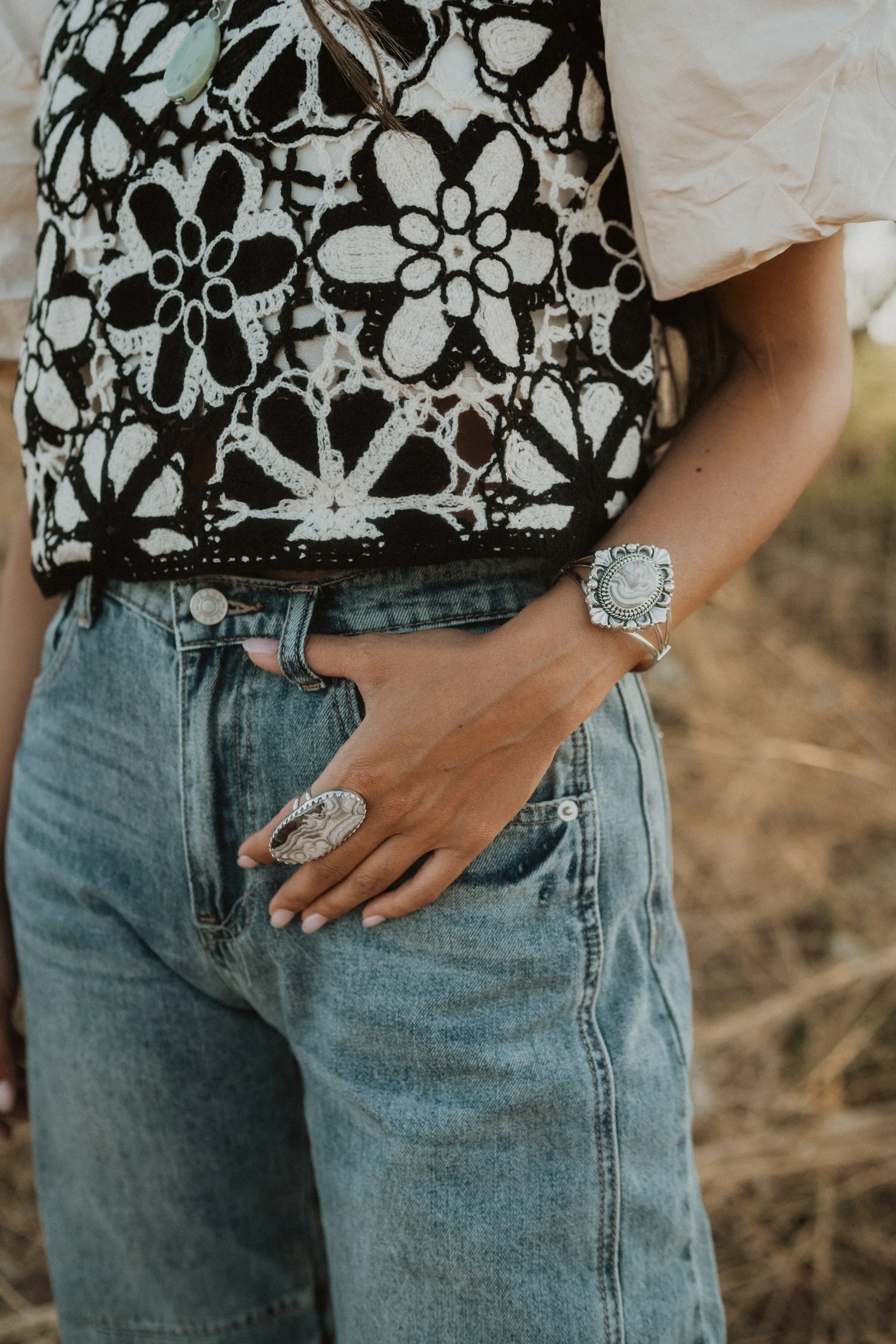 Penny Lane Ring | Crazy Lace Agate sold by Goldie Lew product image thumbnail 3
