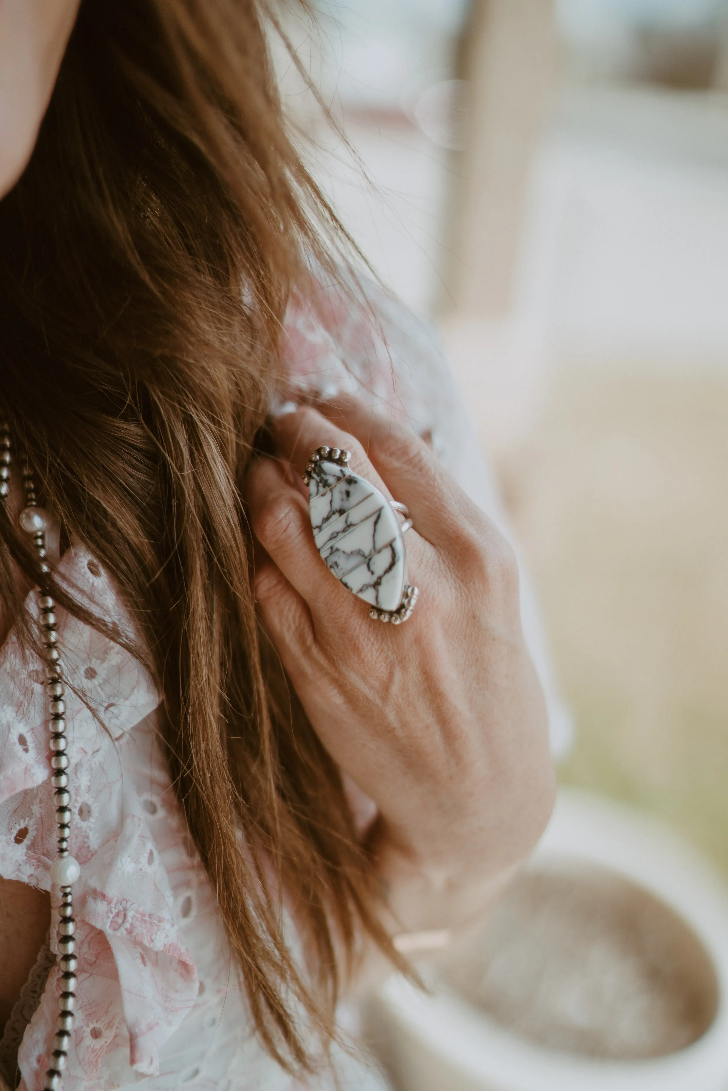 Bianca Ring | White Buffalo + Turquoise sold by Goldie Lew product image thumbnail 2