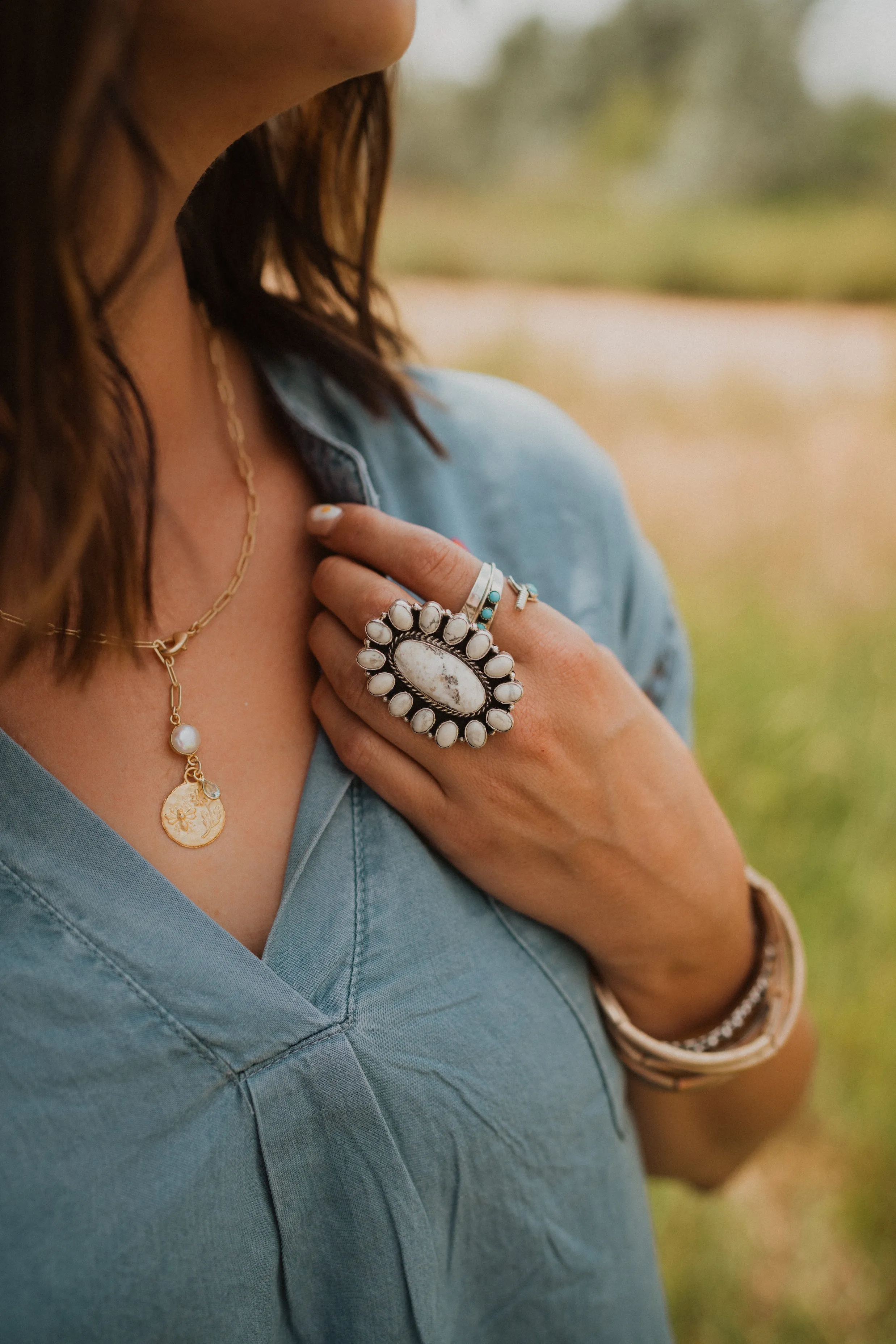 Lolita Ring | Small | White Buffalo sold by Goldie Lew product image thumbnail 4