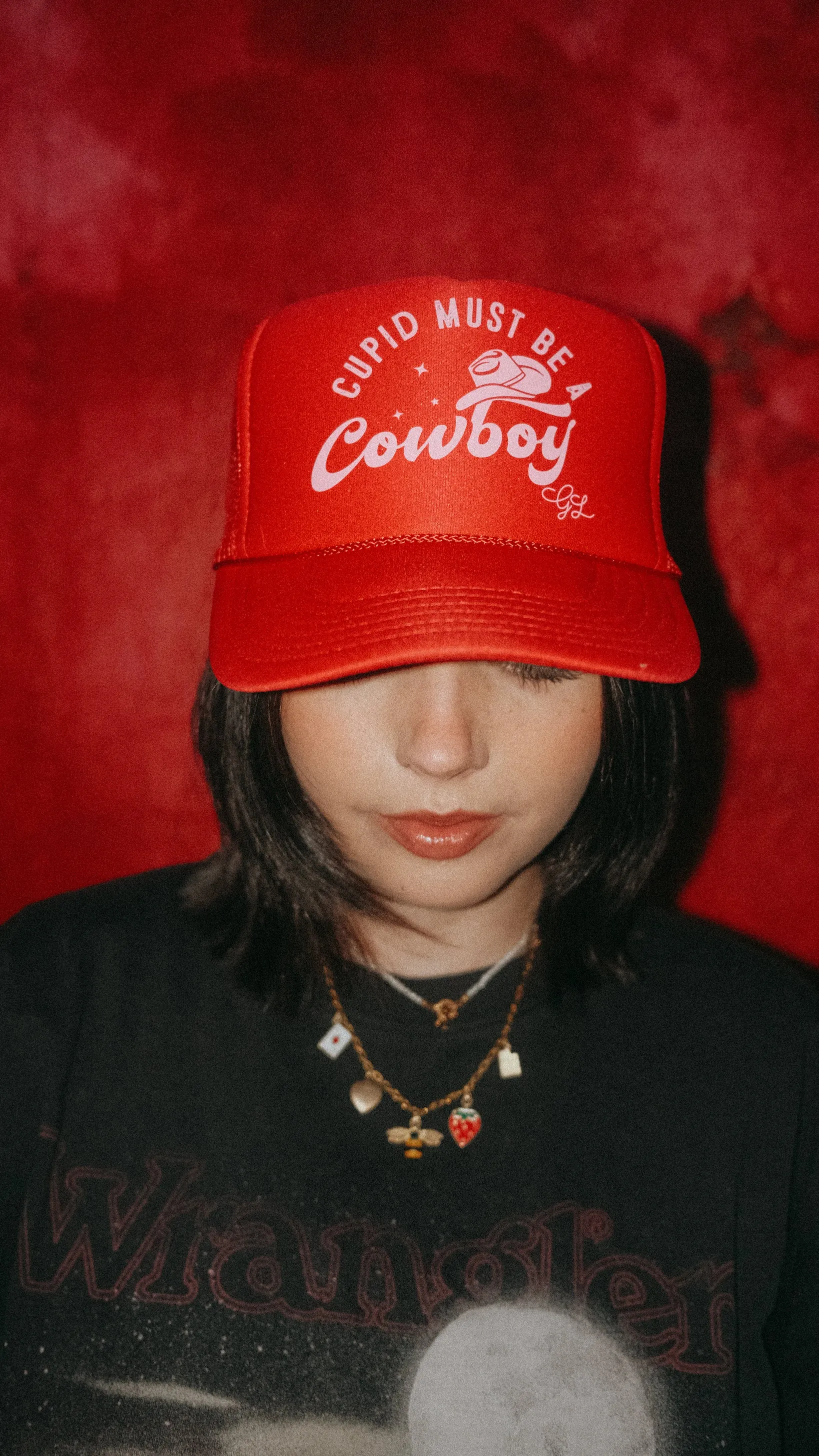 Cupid + Cowboys Trucker Hat sold by Goldie Lew