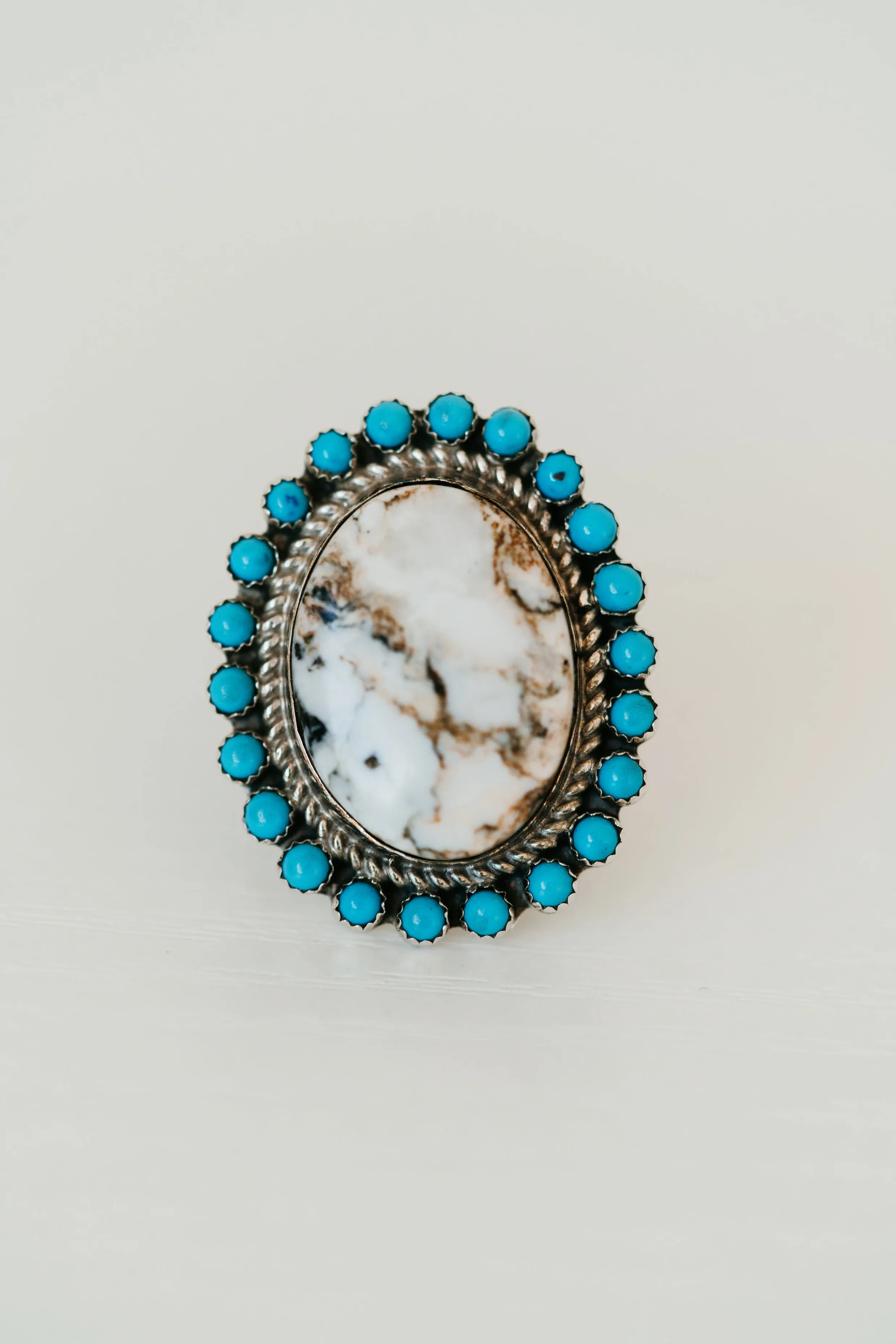 Kelsey Ring | #2 | White Buffalo + Turquoise sold by Goldie Lew