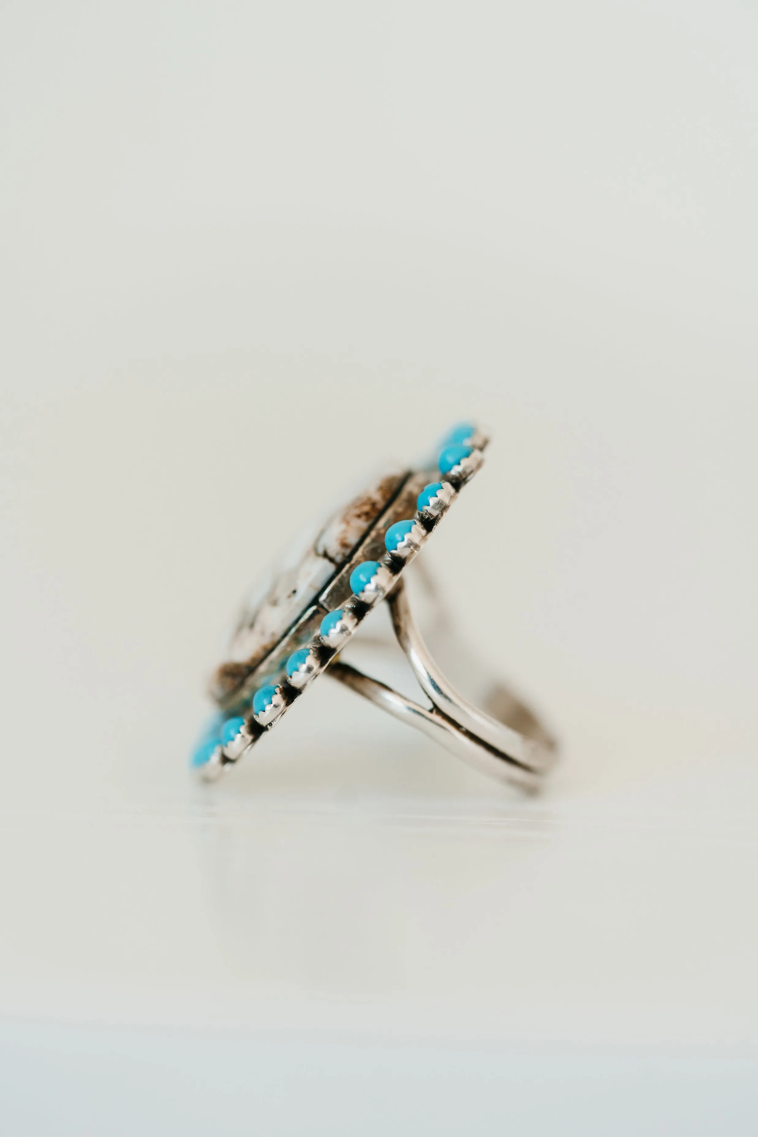 Kelsey Ring | #2 | White Buffalo + Turquoise sold by Goldie Lew product image thumbnail 2