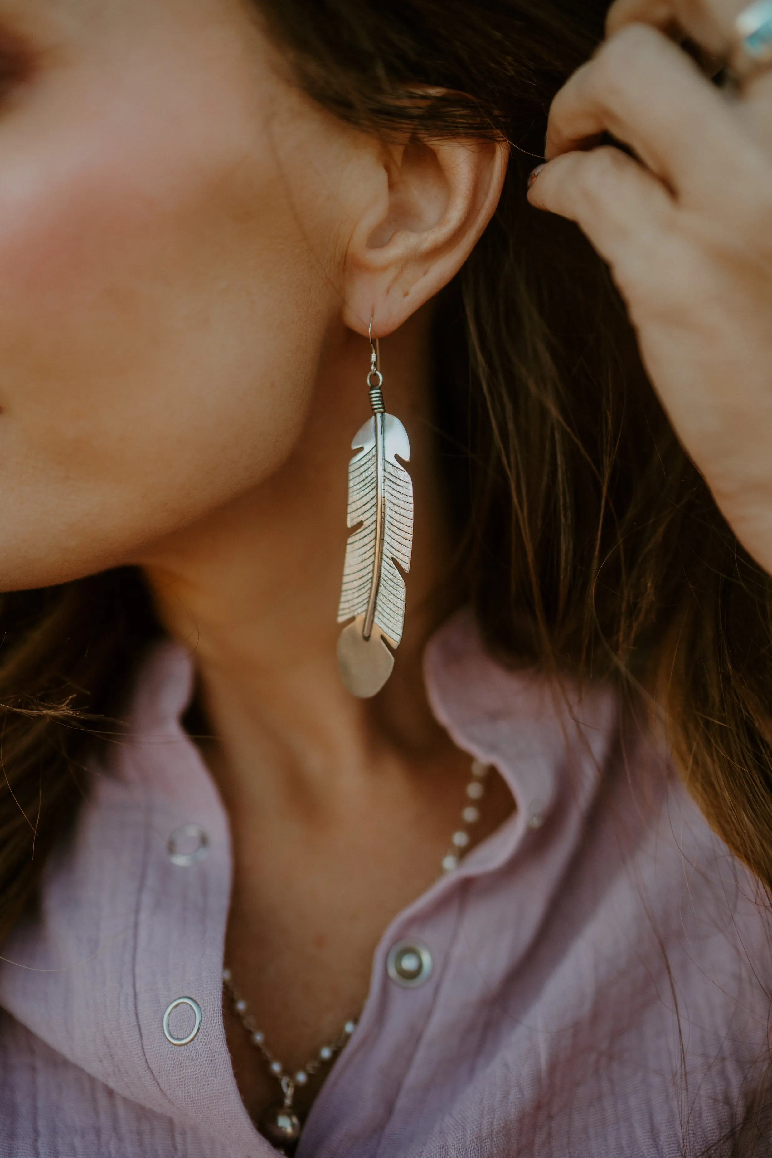 Feather Earrings | XL sold by Goldie Lew product image thumbnail 3